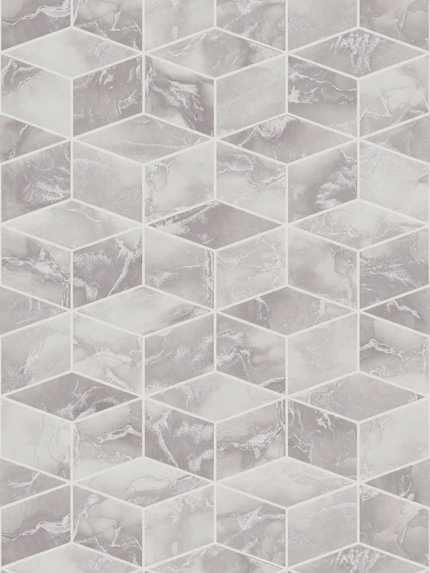             Vliesbehang met marmeren tegels & goudaccent - grijs, metallic, wit
        