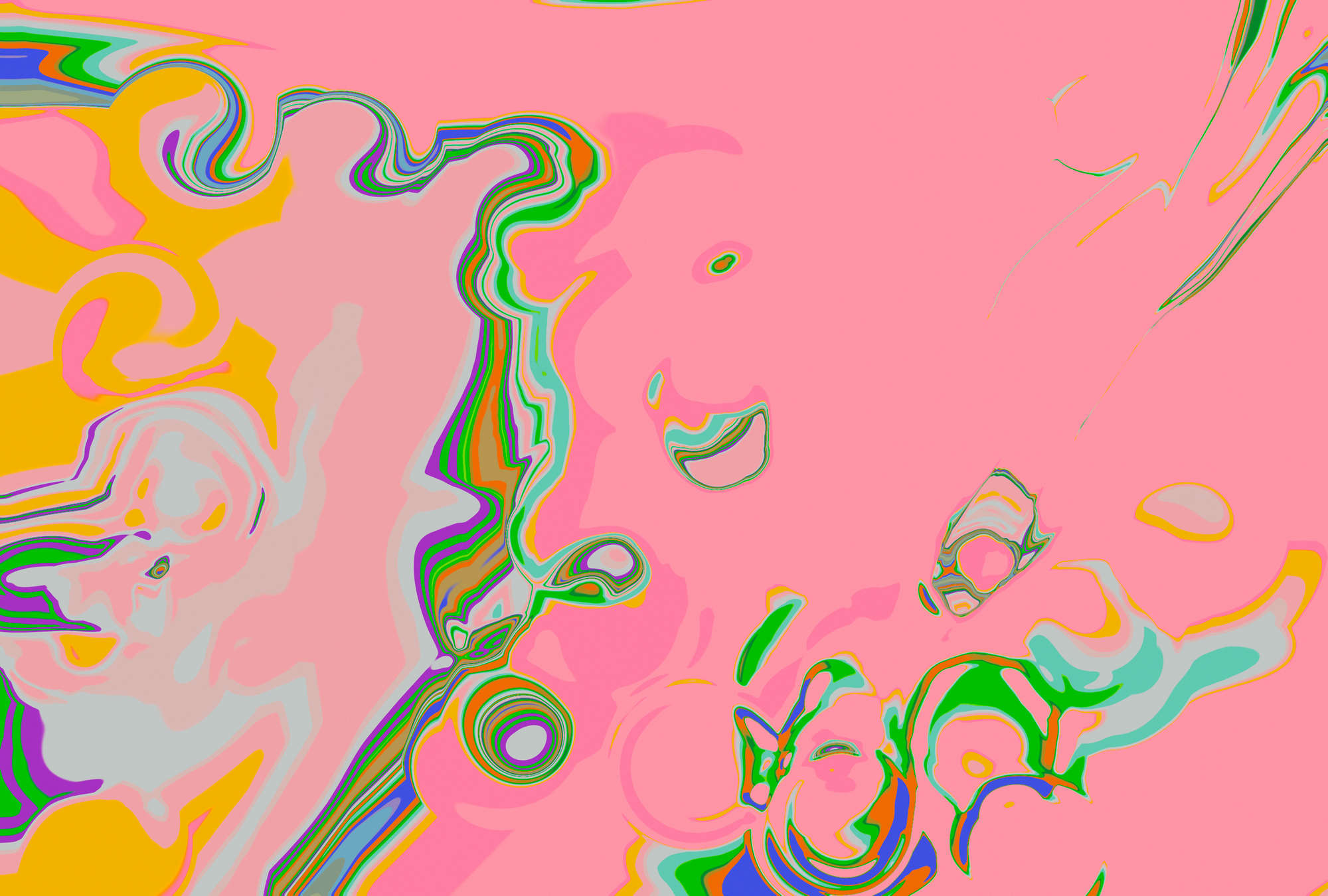             Fototapete »fluxus« - Farbsplash bunt – Rosa, Grün | Glattes, leicht glänzendes Premiumvlies
        