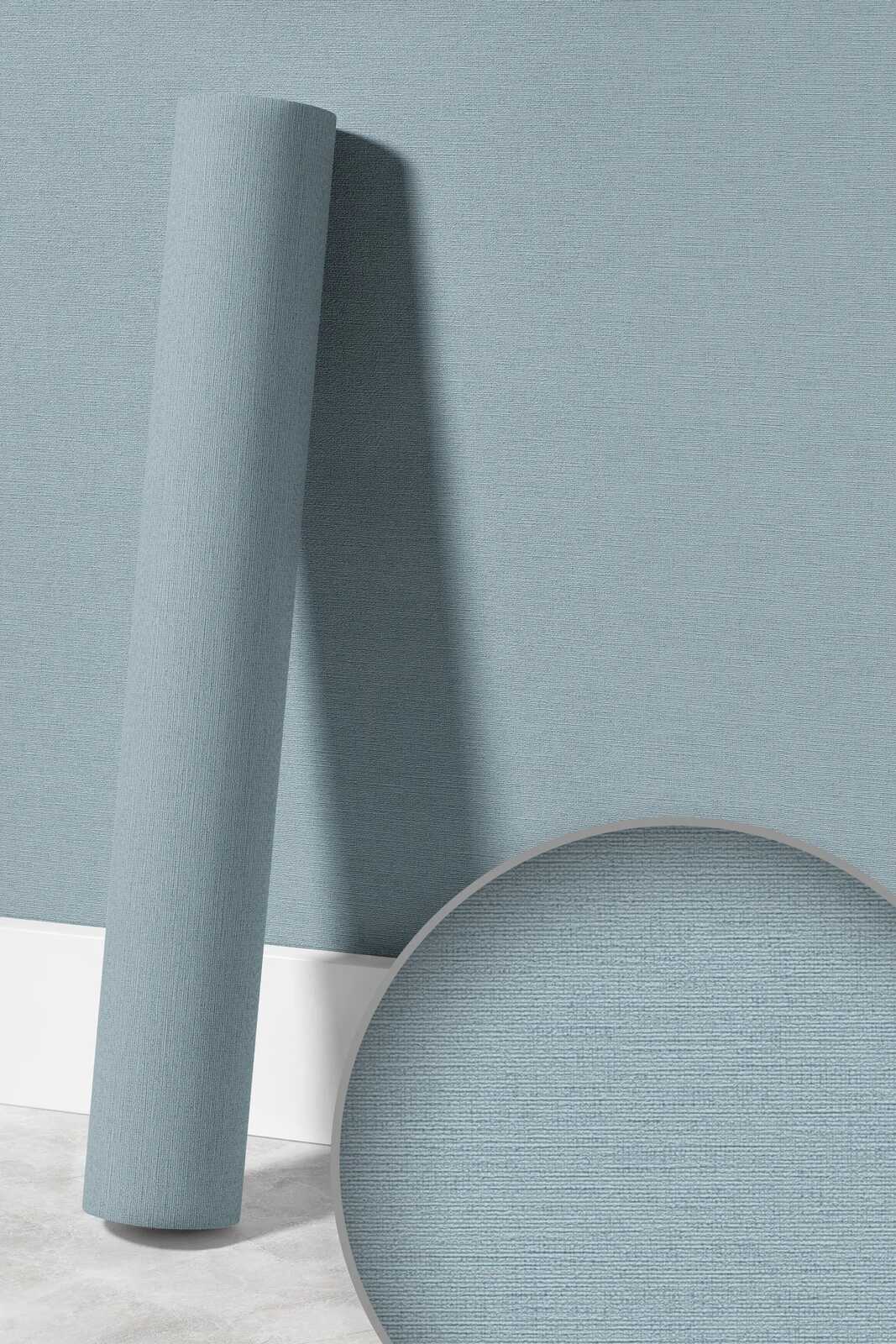             Leinenoptik Tapete Hellblau mit Textillook im Scandi Style
        