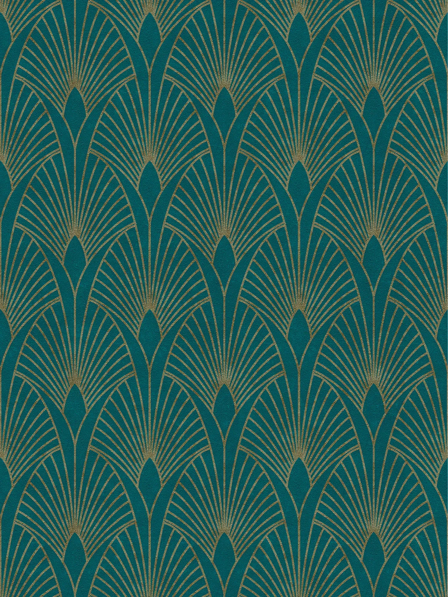         Papier peint Art déco motif rétro doré - bleu, or, vert
    