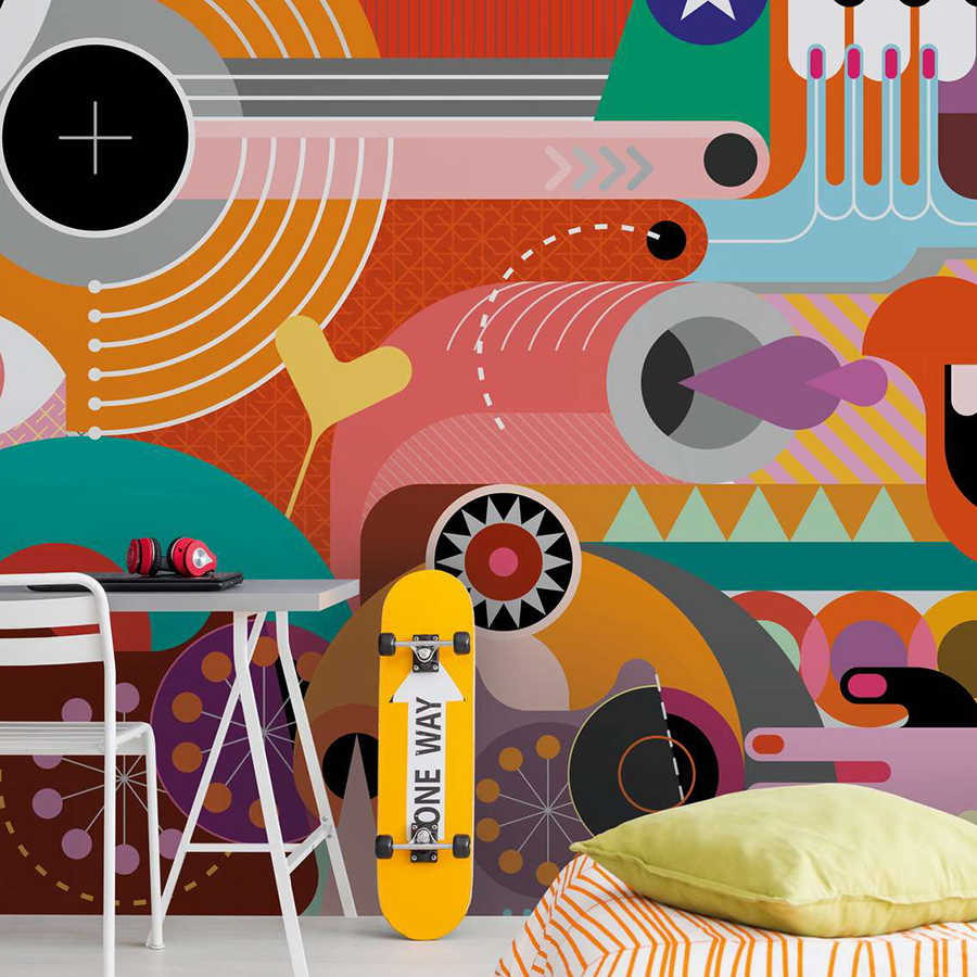         Papier peint Pop Style Art visages abstraits - Multicolore
    