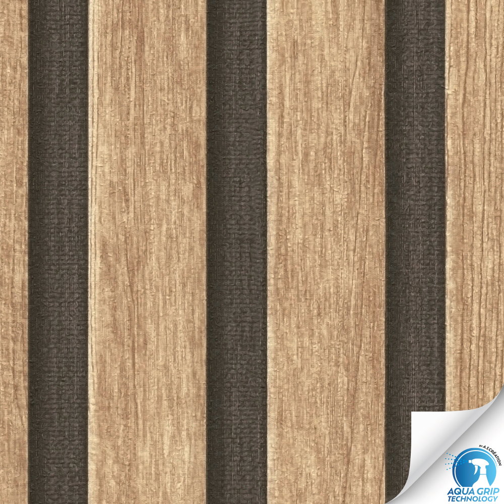             Helle Akustikpaneelen-Vliestapete mit feiner Struktur, Holz- und 3D-Optik – Water. Fix. Ready. – Beige, Braun, Schwarz
        