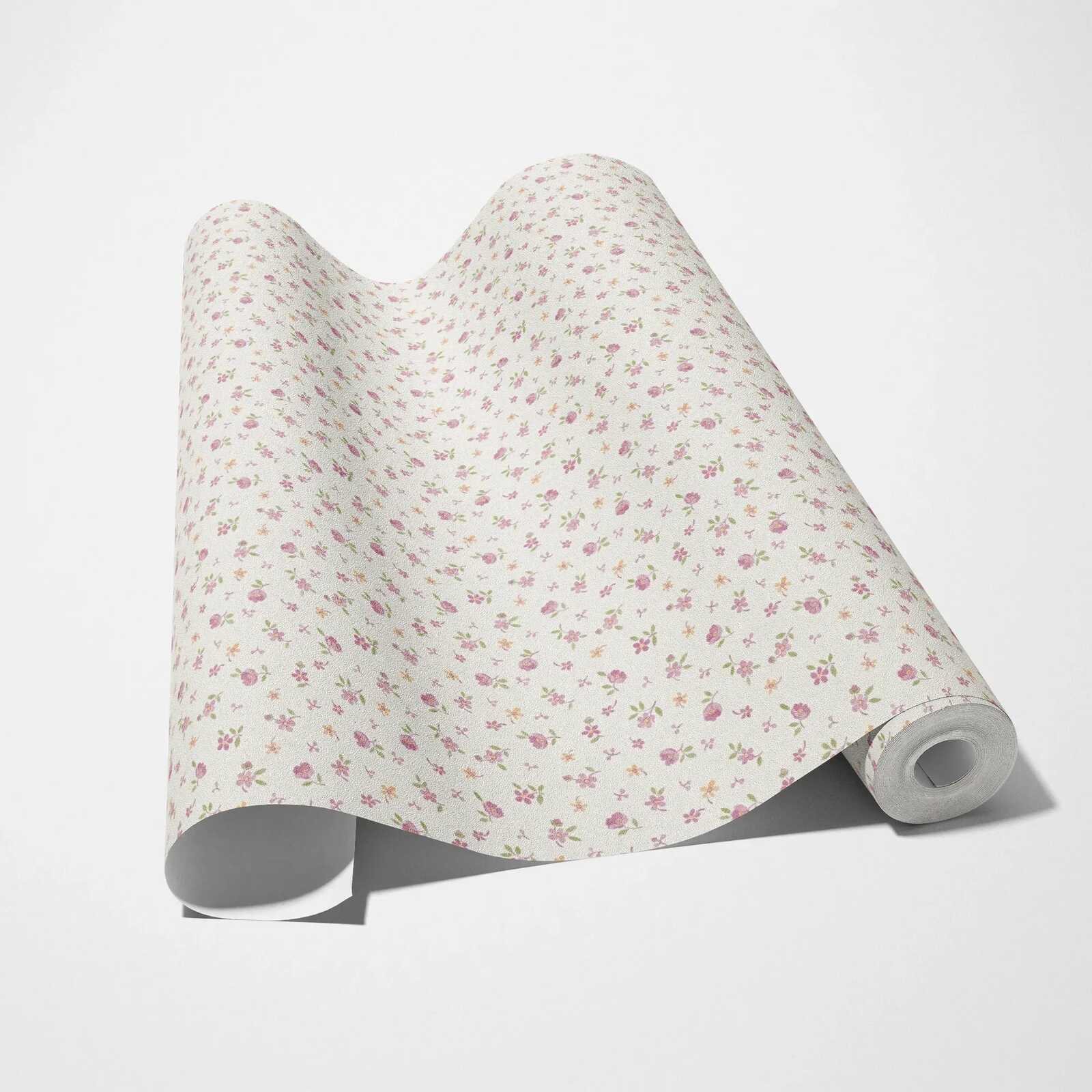             Blumentapete im englischen Landhaus Stil – Rosa, Creme
        