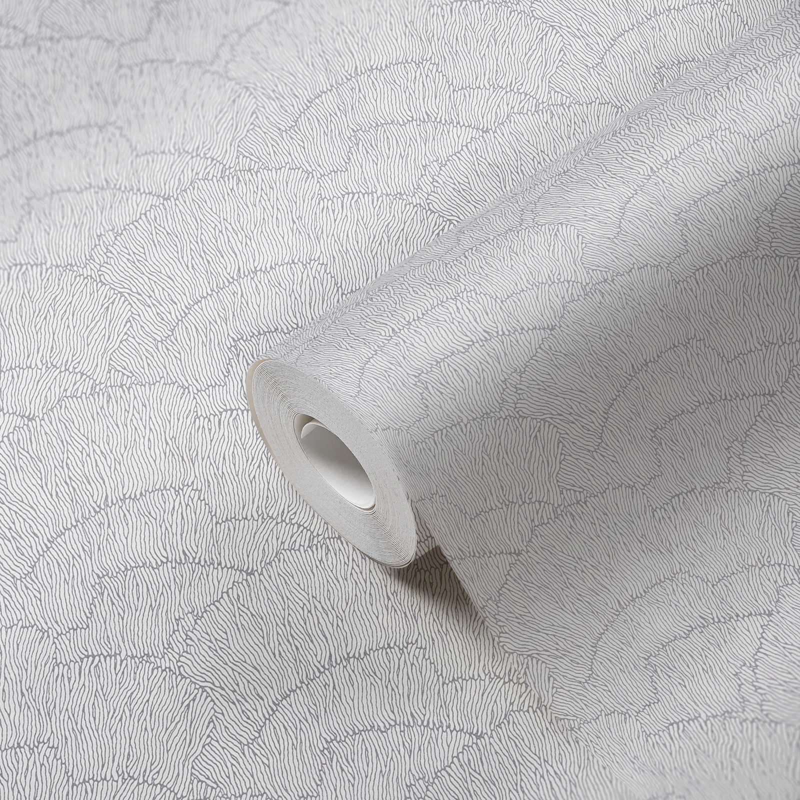             Vliestapete mit abstrakten Muster – Silber, Weiß, Metallic
        