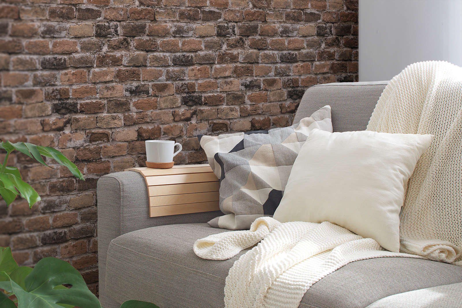             Steinoptik Vliestapete mit Ziegel Design – Braun
        