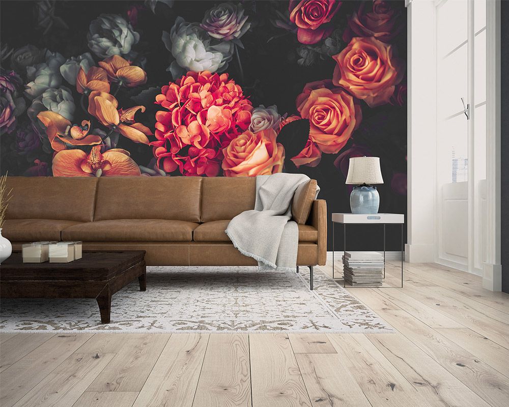 Florale Fototapete mit Blütenmuster im XXL-Stil DD118510