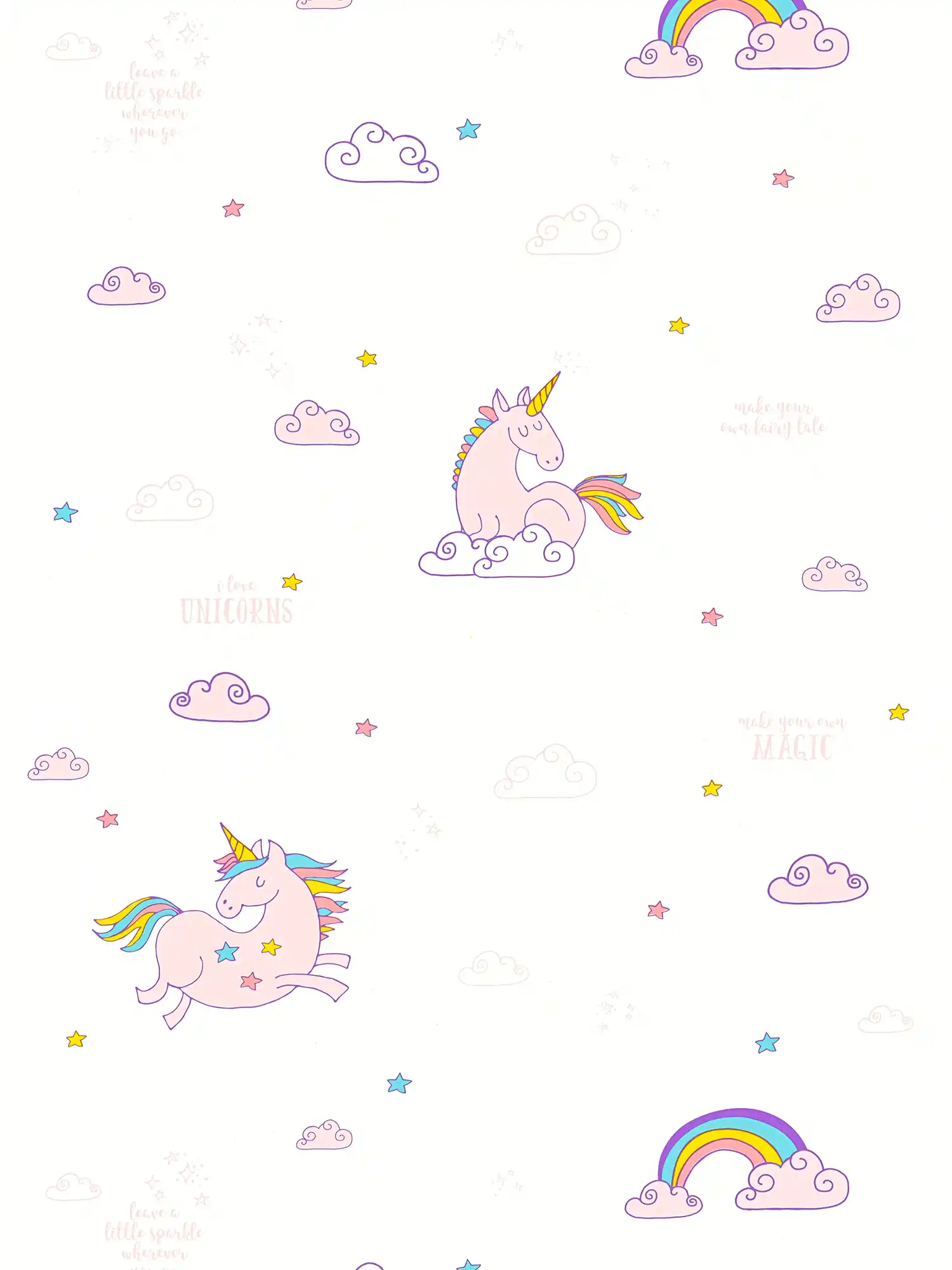         Wallpaper with unicorn, rainbow & clouds- Colorful, purple
    