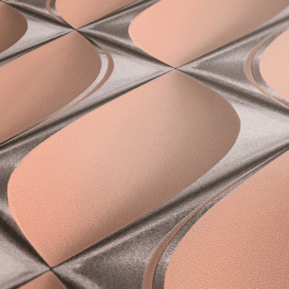             Design Tapete 3D mit Metallic Rauten Muster – Rosa, Metallic
        