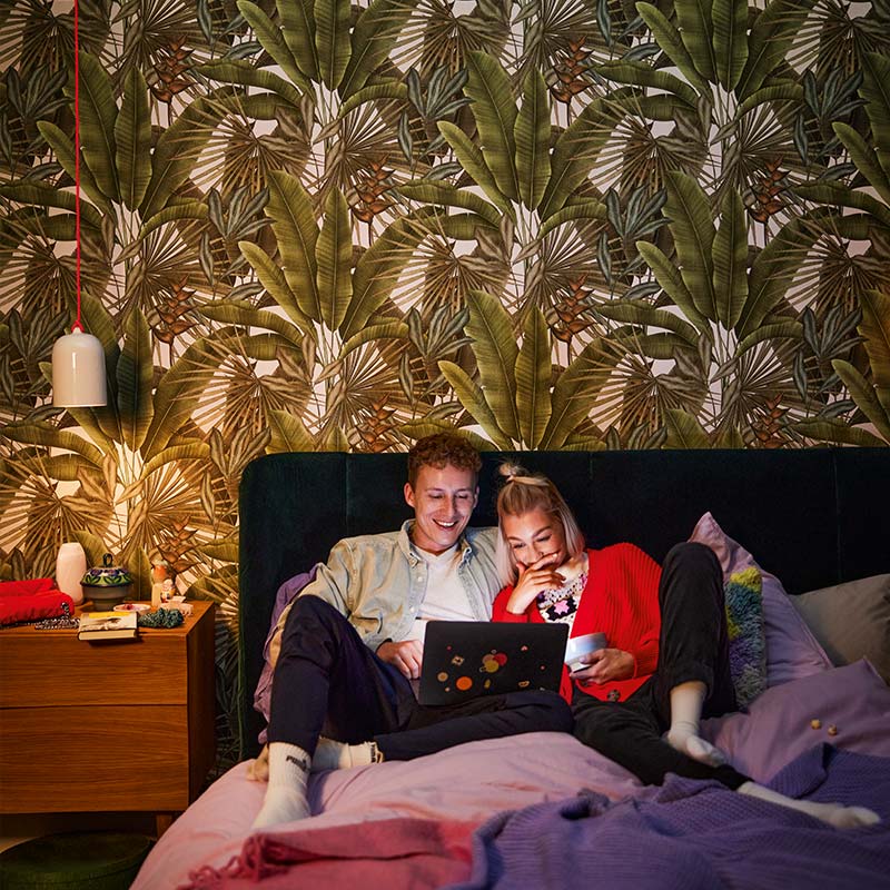 tolle Atmosphäre mit Tapeten im Schlafzimmer