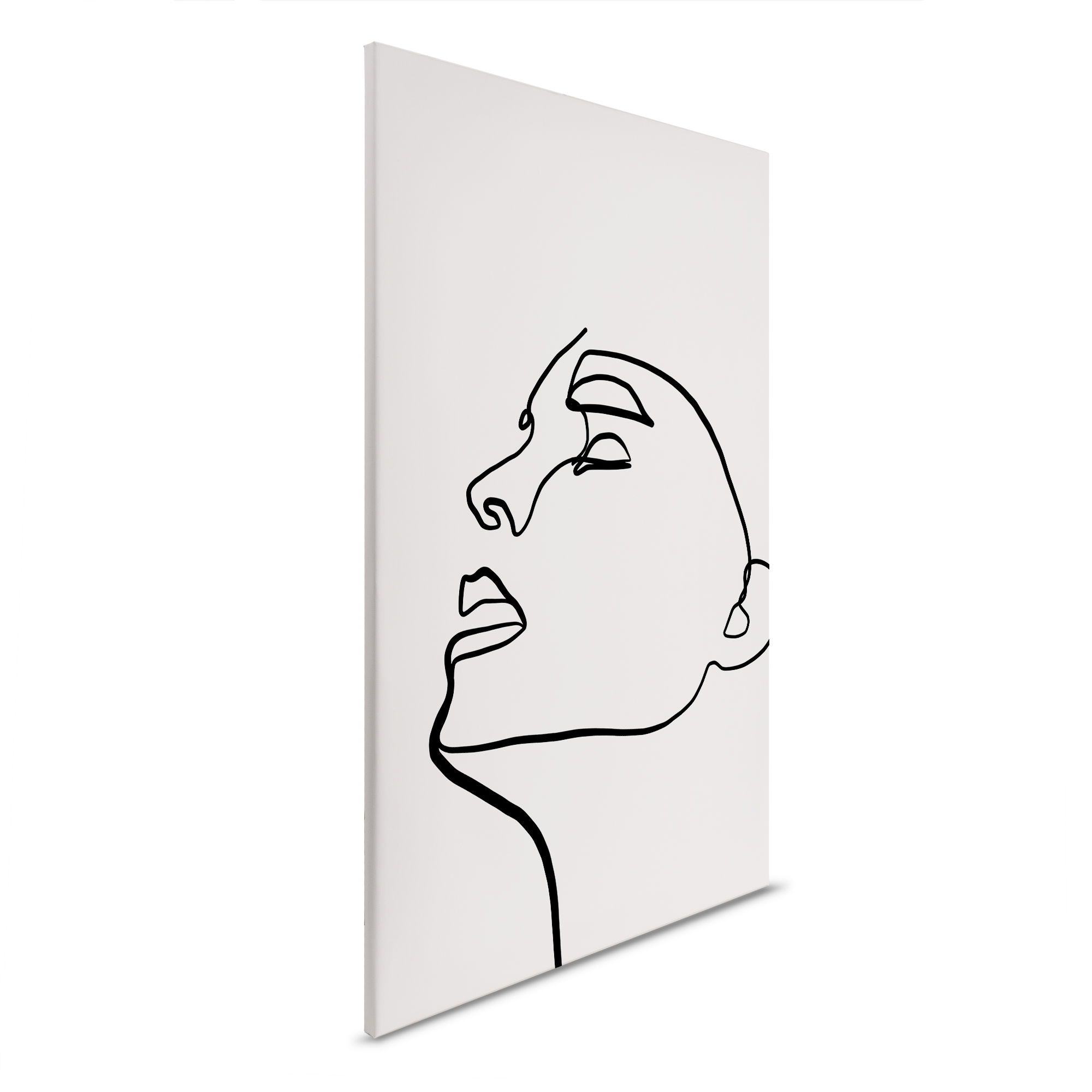         Canvas picture Face of Silence - Abstract line portrait on light canvas - 30 x 45 cm - Cream, Black
    