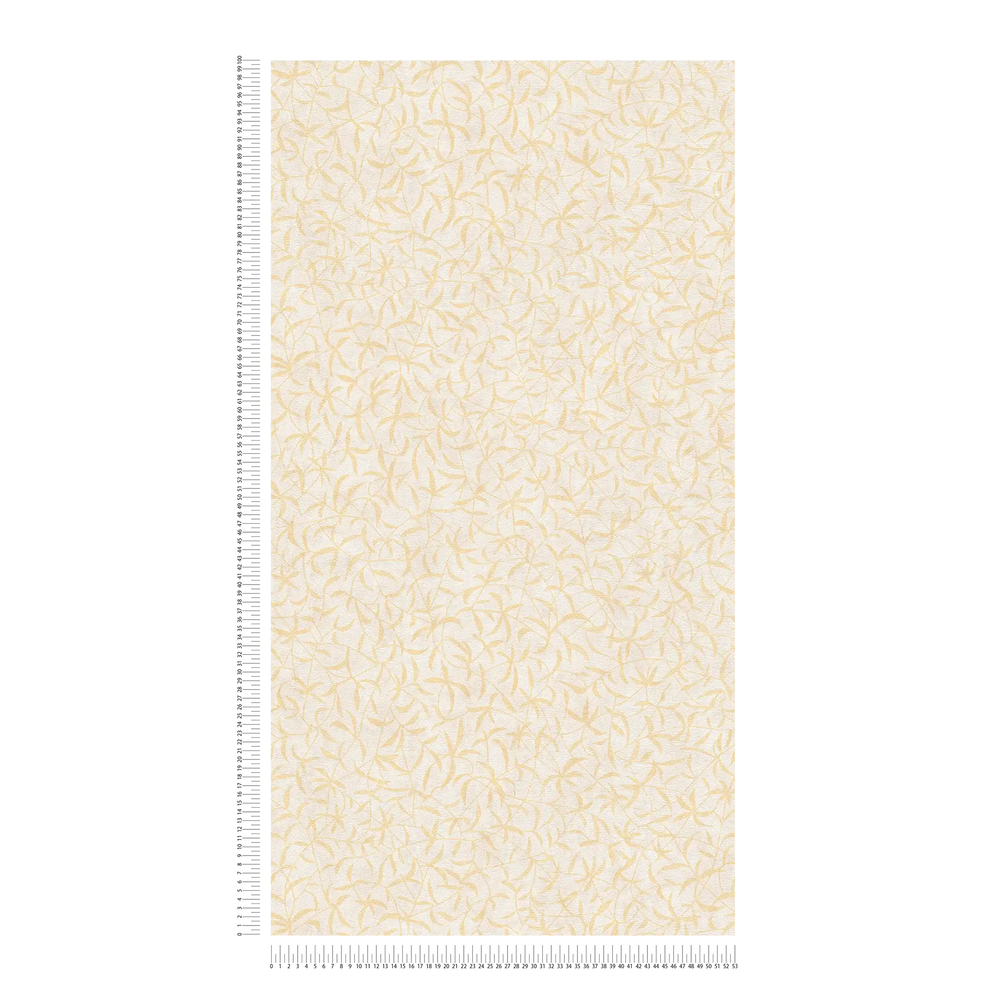 Vliestapete mit Zweigen und Blüten – Creme, Beige, Gelb