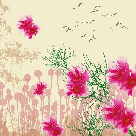         Muurschildering bloemen & grafisch ontwerp modern & vrouwelijk
    