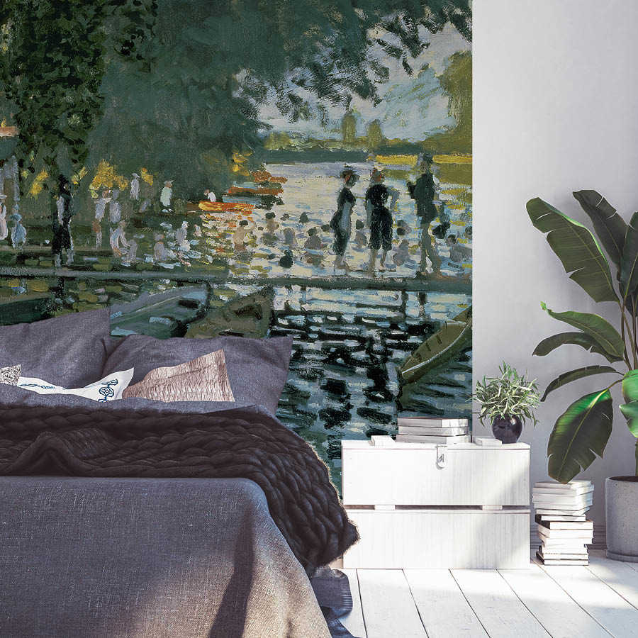 wandbild, landschaft, pool/see, couch, einrichtung