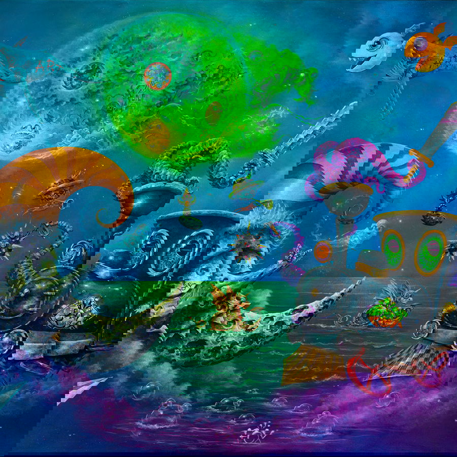         Smooth extraordinary fantasy ocean wallpaper - Magical landscape with mystical creatures, slightly shiny - Colourful
    