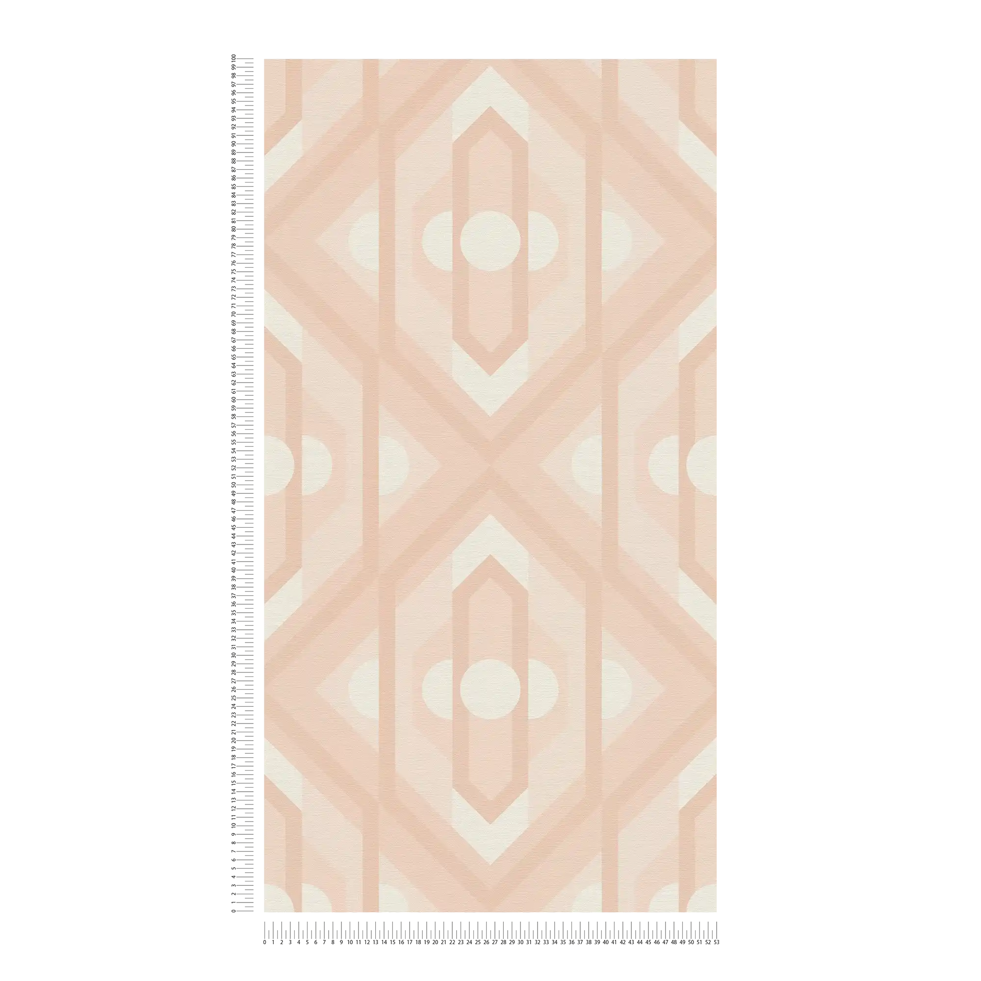             Retro Tapete mit geometrischen Ornamenten in sanften Farben – Beige, Creme, Weiß
        