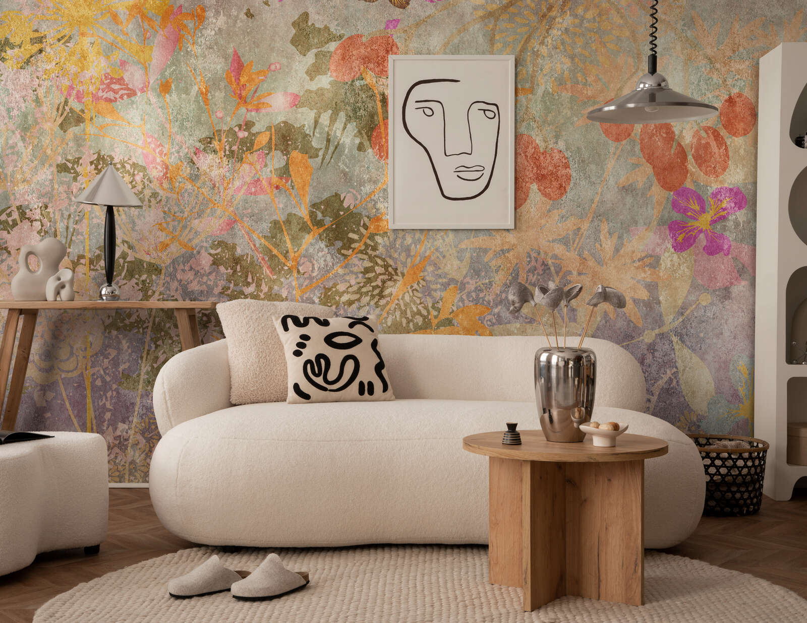 Sofa, Wohnzimmer, Kissen, Tisch, Wandtapete