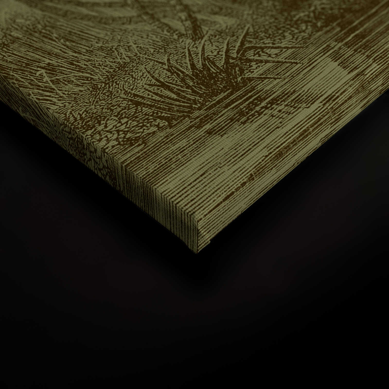 Jurassic 1 - Leinwandbild Dschungelmotiv Kupferstich – 0,90 m x 0,60 m