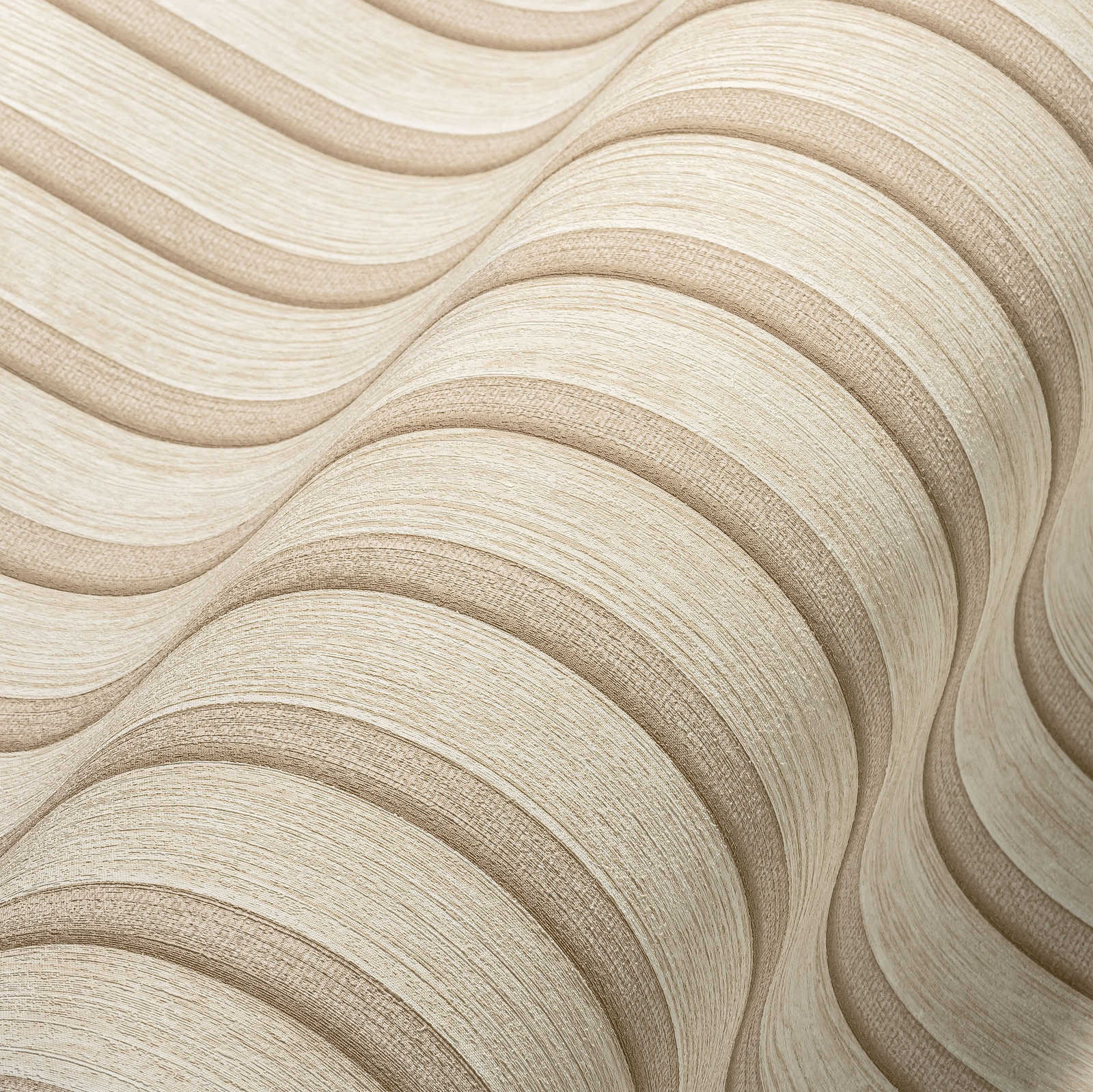             Vliestapete mit Holzoptik Akustikpaneel-Look – Creme, Beige
        