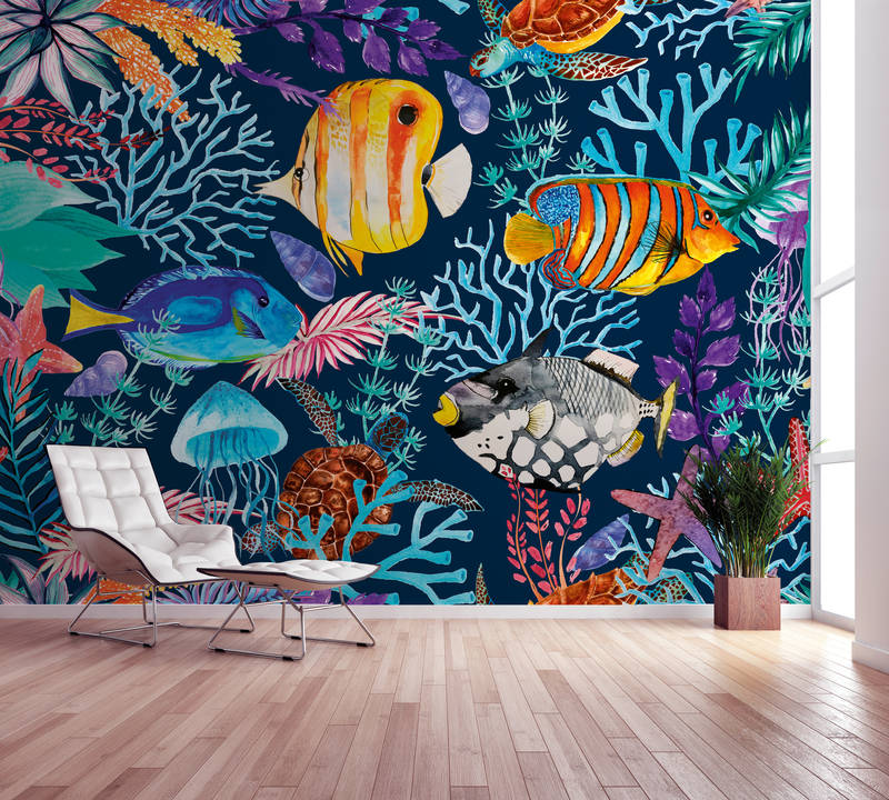tropicale Fische, Unterwasser-Wandbild, Korallenriff, Aquarienkunst, Wandtattoo