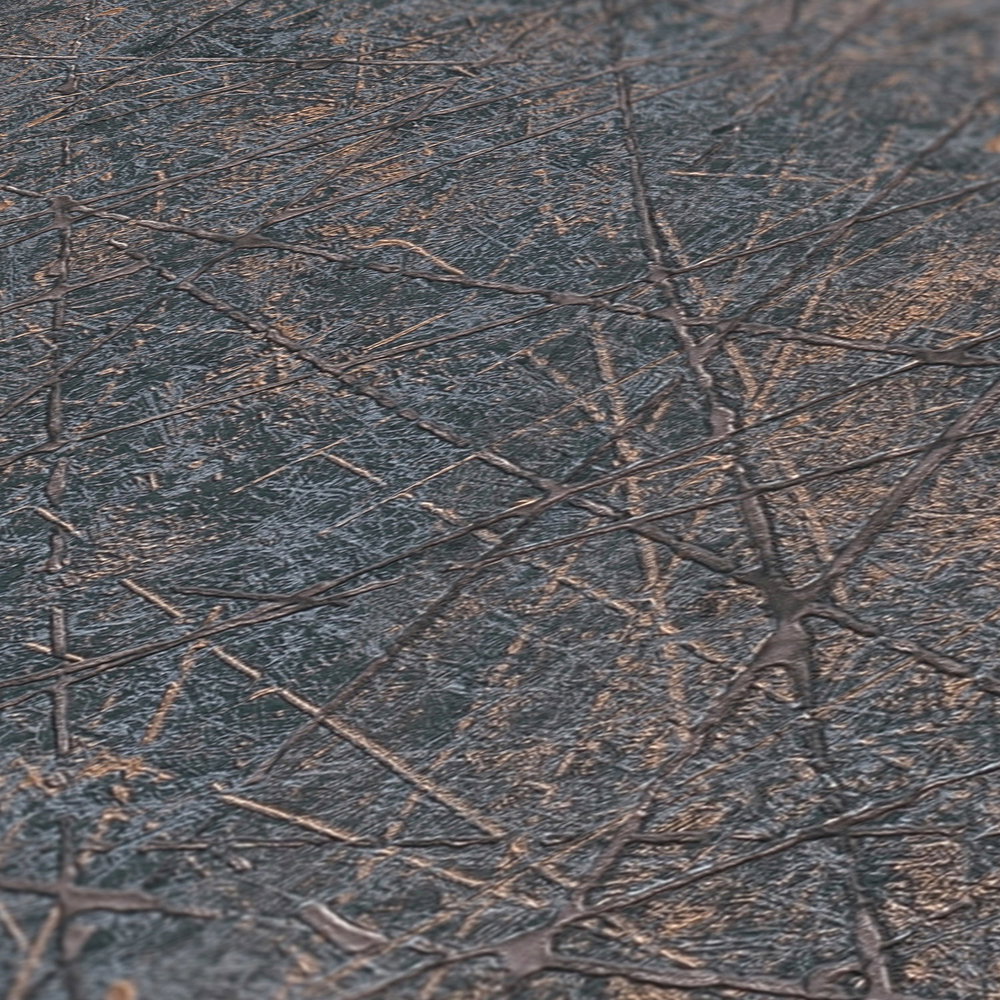             Metallic-Look Vliestapete mit grafischem Linienmuster – Schwarz, Bronze
        