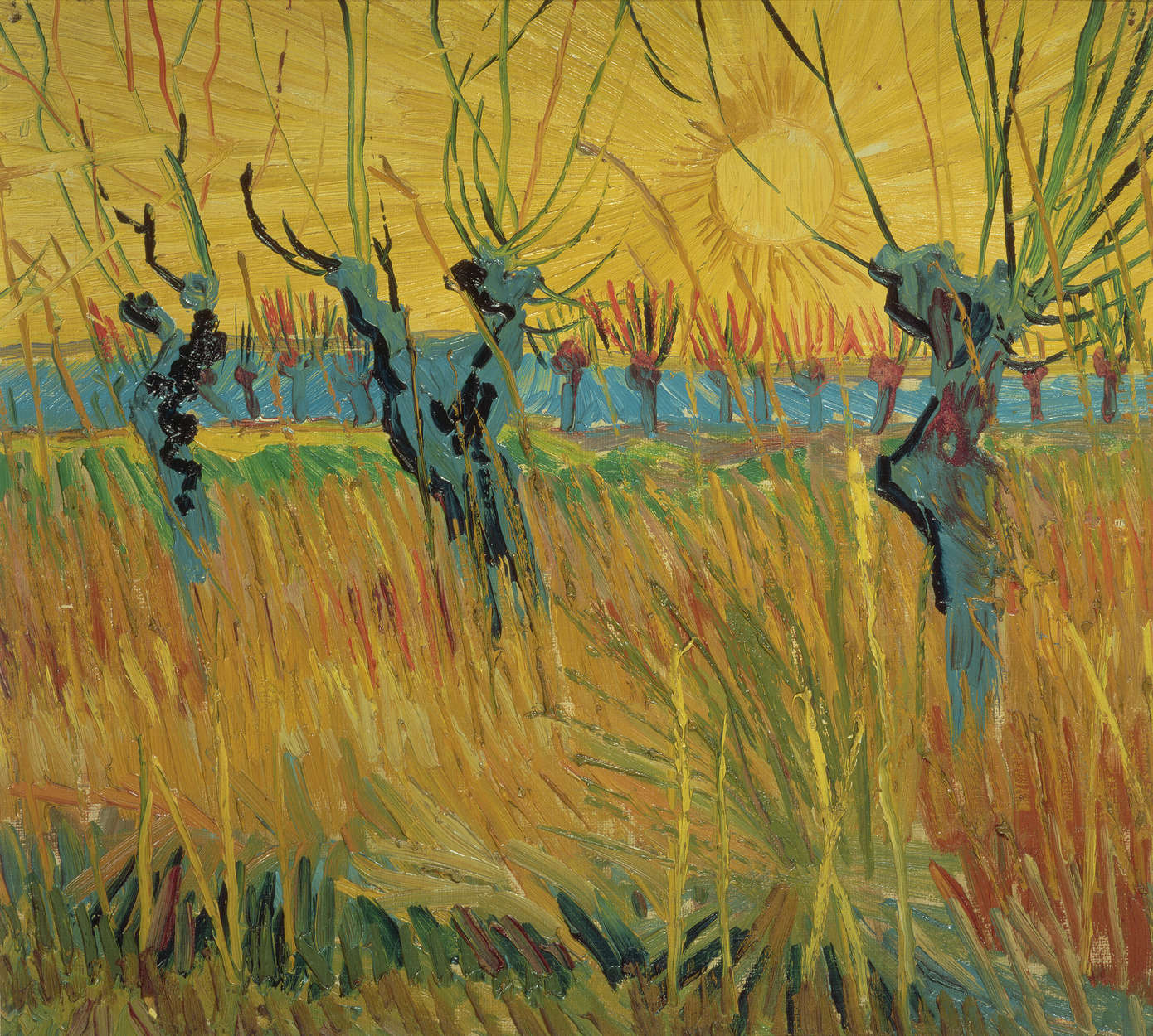             Fototapete 'Weiden bei Sonnenuntergang' von Vincent van Gogh
        