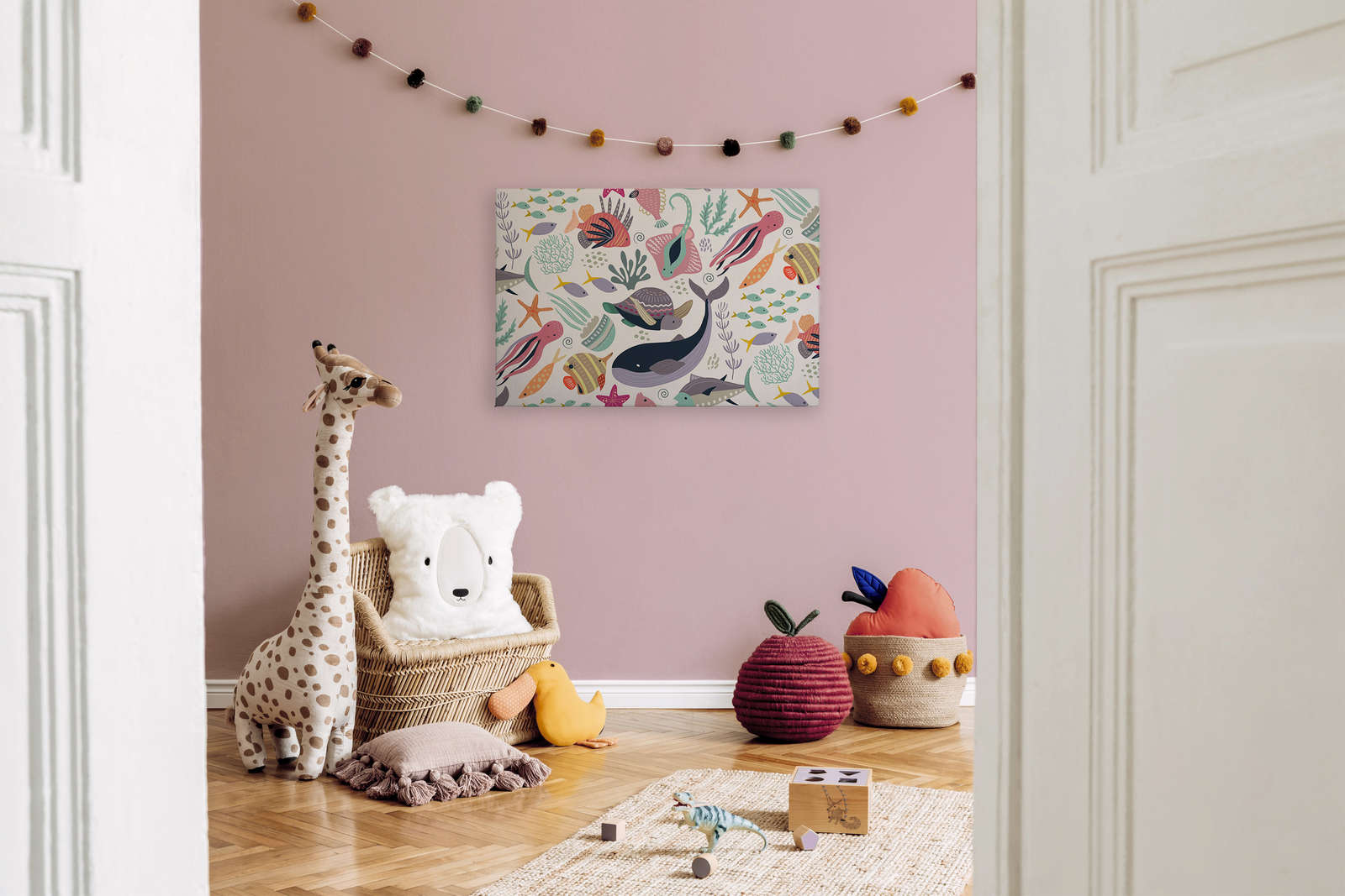 Leinwand fürs Kinderzimmer mit Unterwassertieren – 90 cm x 60 cm