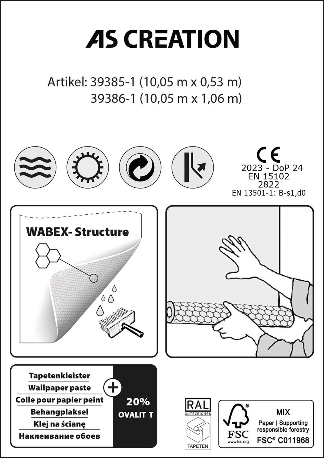 Thermowall energiesparende Tapete überstreichbar &amp; übertapezierbar – 10,05 m x 0,53 m