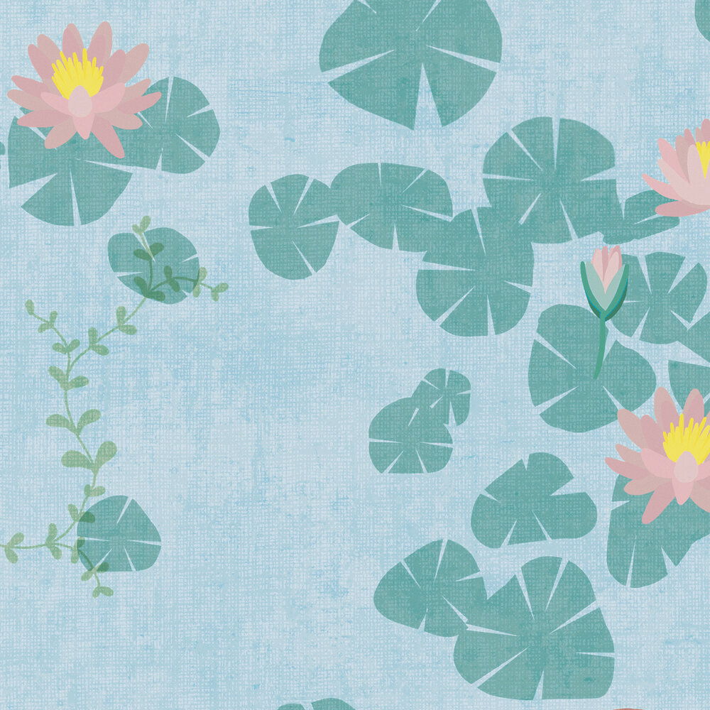             Kinderzimmer Vliestapete - Zauberhafte Unterwasserwelt mit Meerjungfrauen und Seerosen – Blau, Bunt, Grün
        