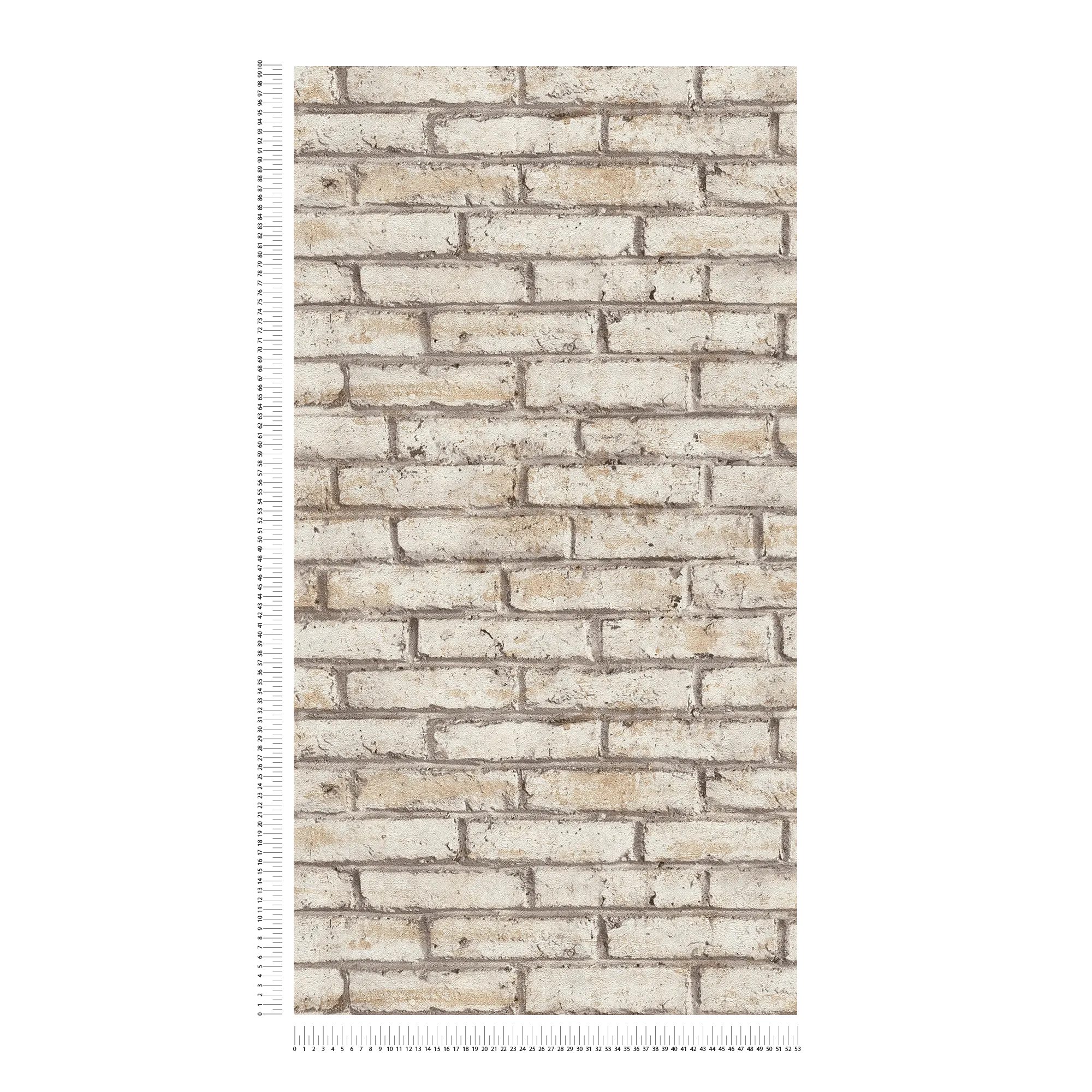 Vliestapete in natürlicher Backsteinanmutung matt leicht strukturiert – Beige, Creme, Grau