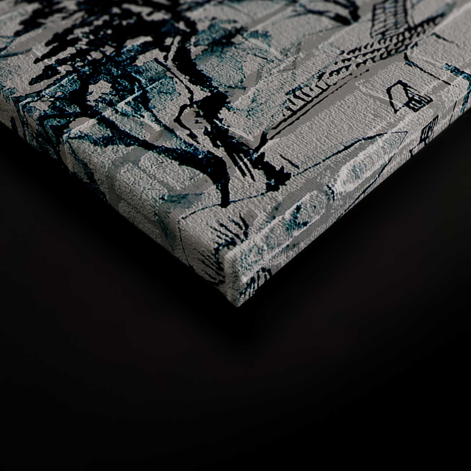             Leinwandbild Berge auf Backsteinmauer – 0,90 m x 0,60 m
        