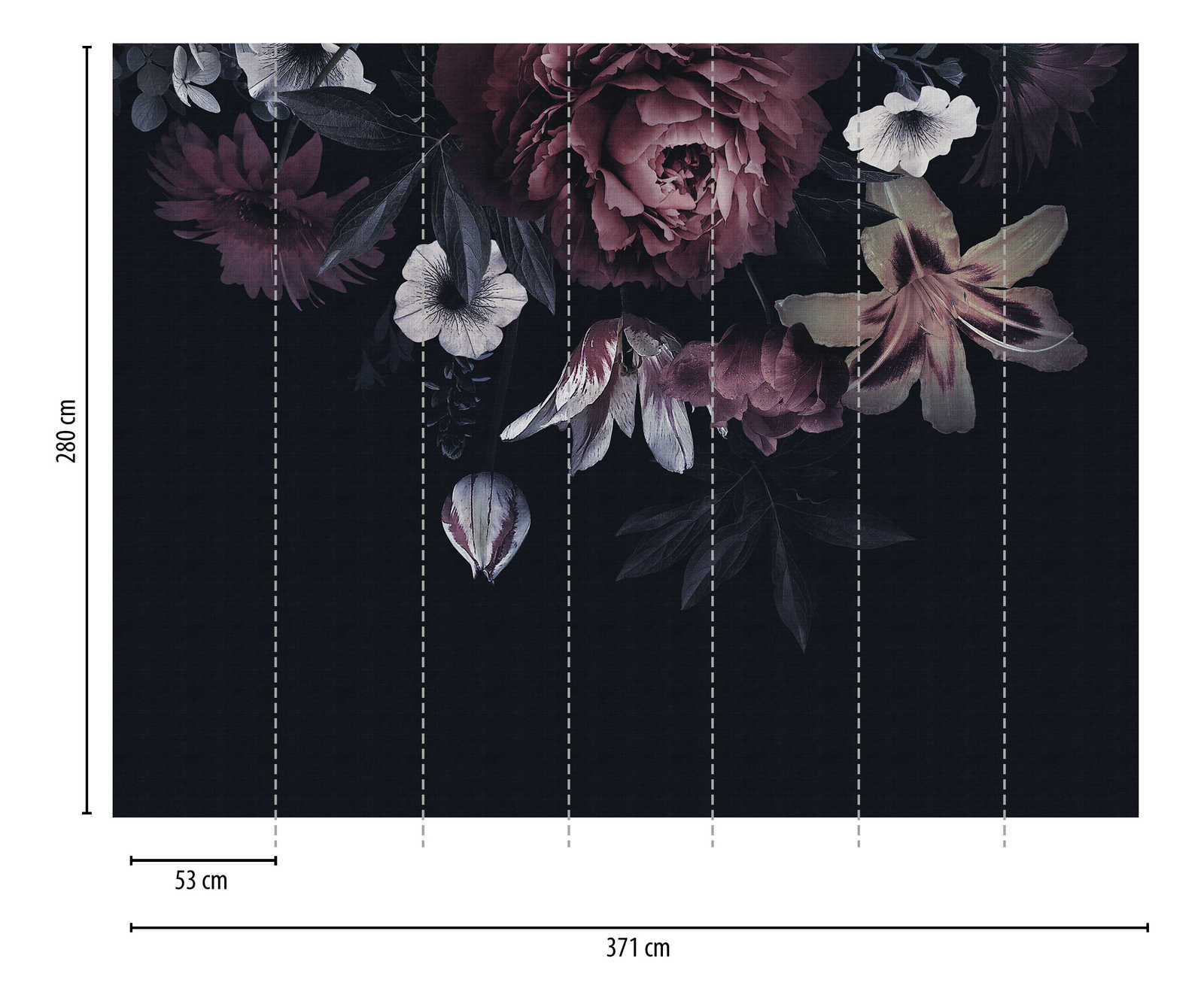 Tapeten Neuheit | Dunkle Motivtapete Blumen im Gemälde Stil