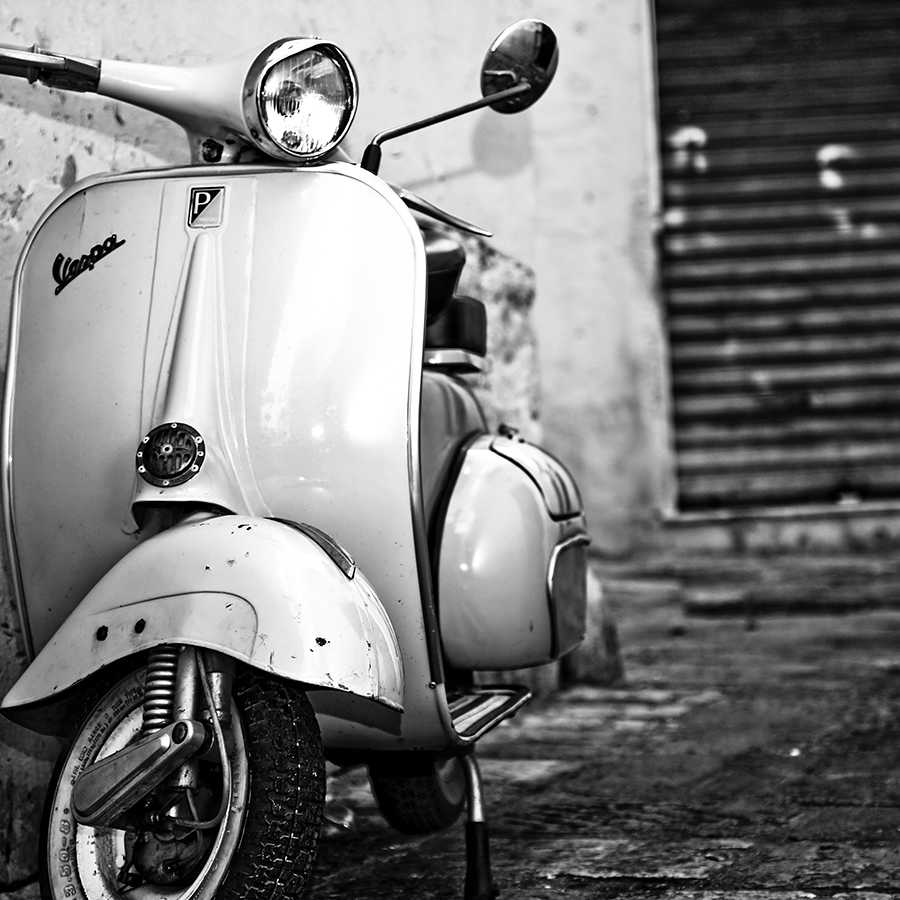 Vespa, Roller, Vintage, Schwarz-Weiß, Lenker