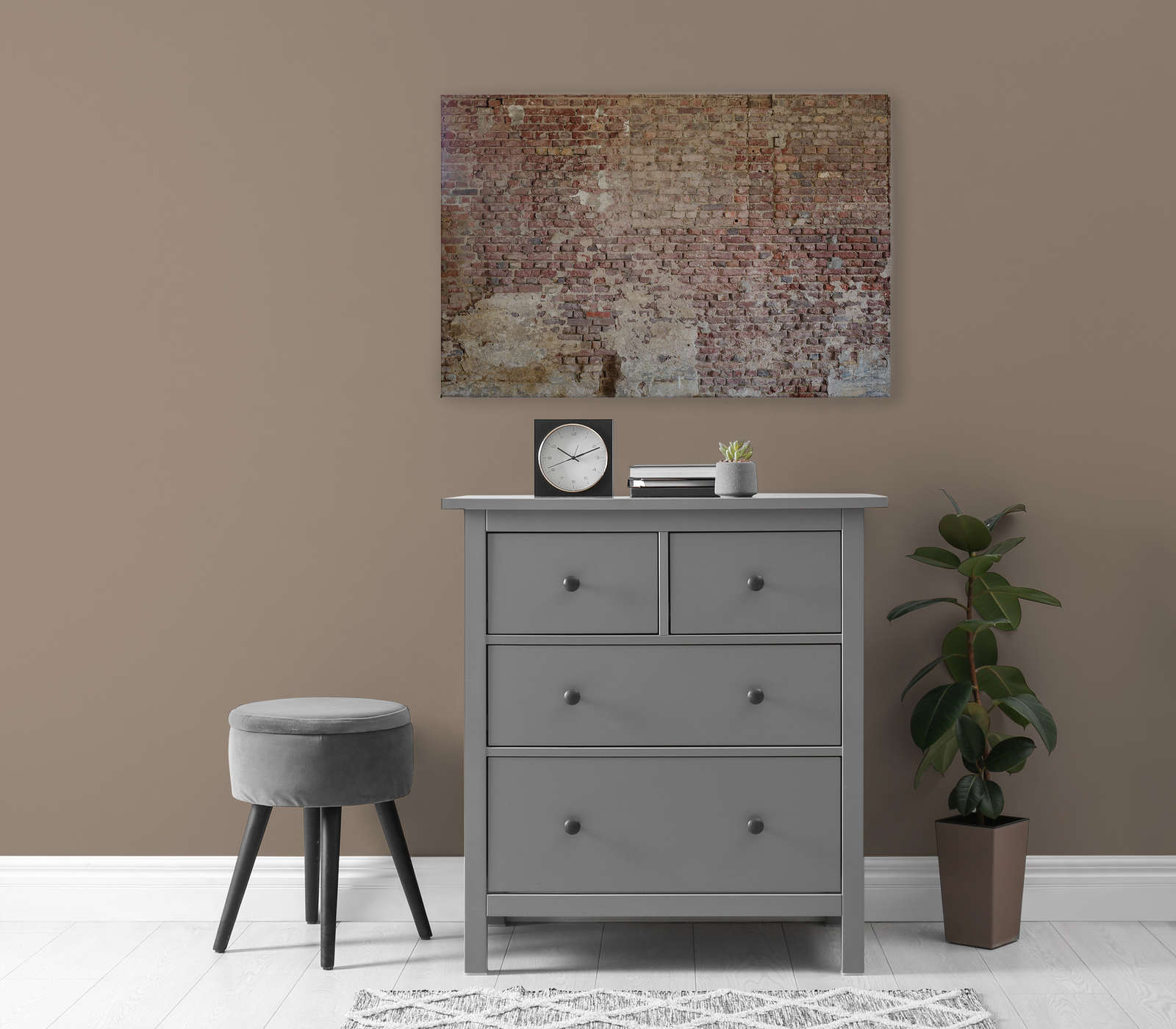             Leinwandbild mit Ziegelsteinwand im Vintagestil – 0,90 m x 0,60 m
        