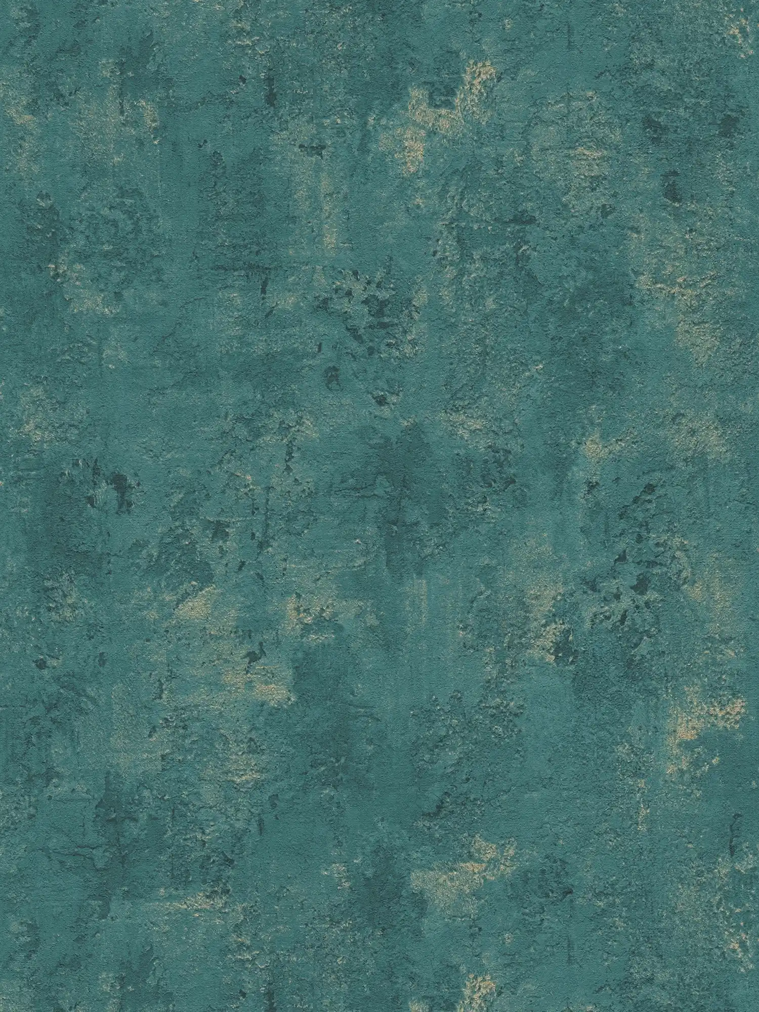         Petrolbehang betonlook met structuurdesign - groen, metallic
    