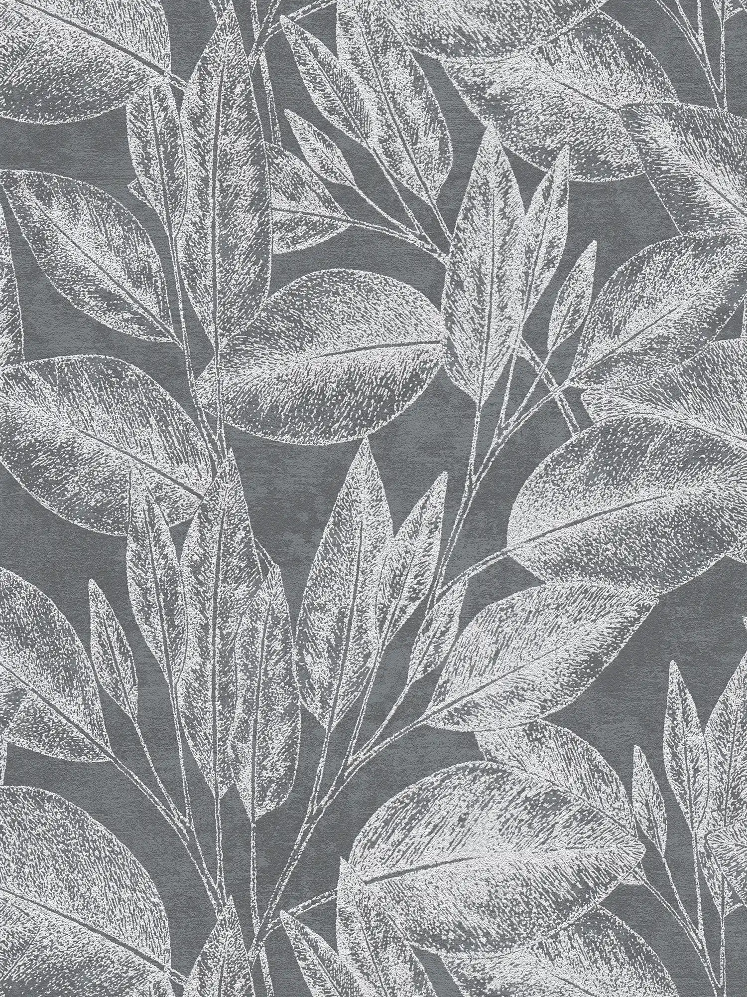 Leaves wallpaper lines art - Black, Metallic