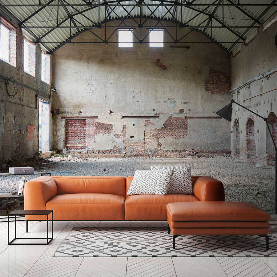 Sofa, Orange, Sectional, Kissen, Industrieller Hintergrund