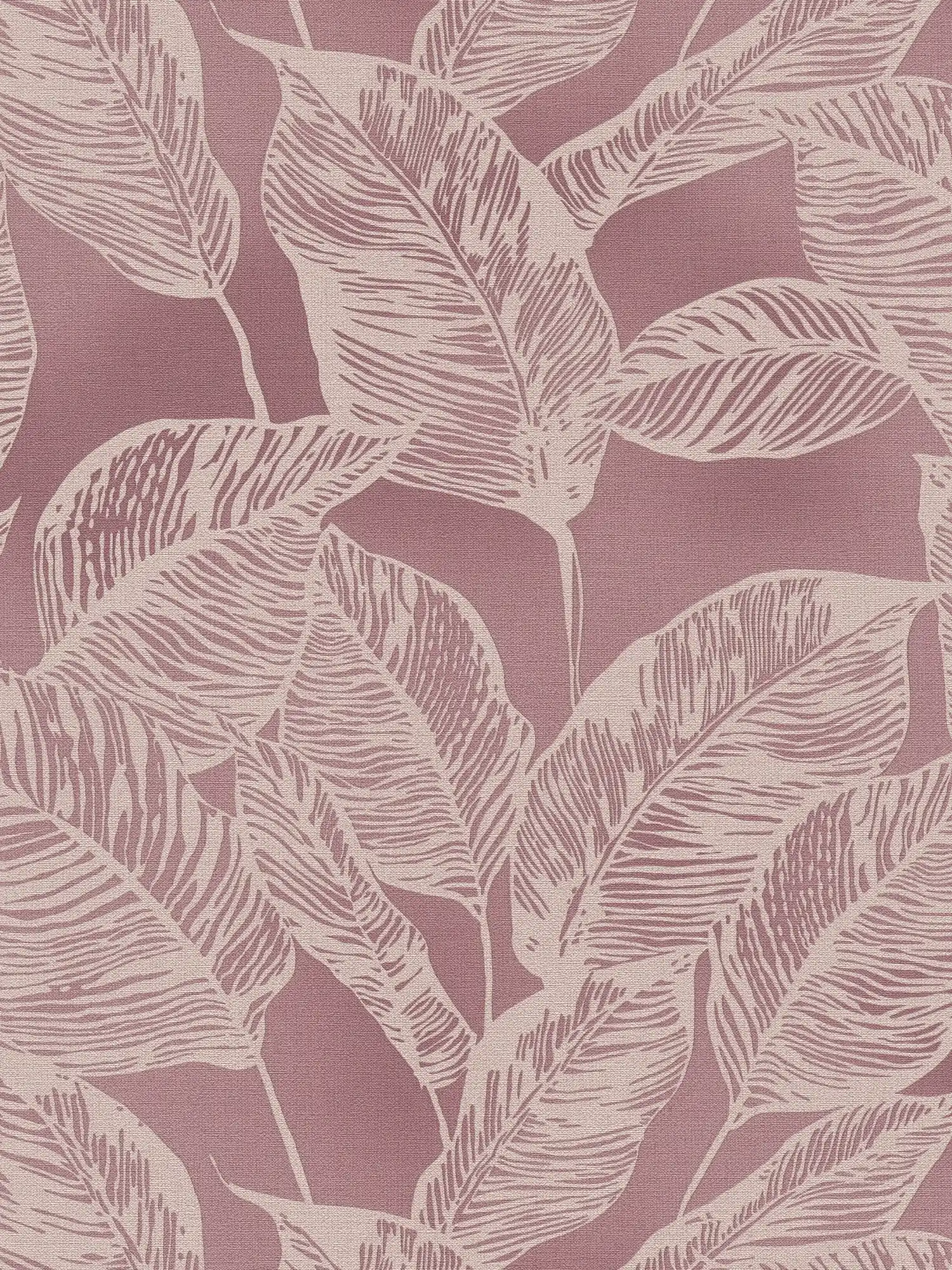 PVC-freie Vliestapete mit Blättermotiv – Rosa, Creme