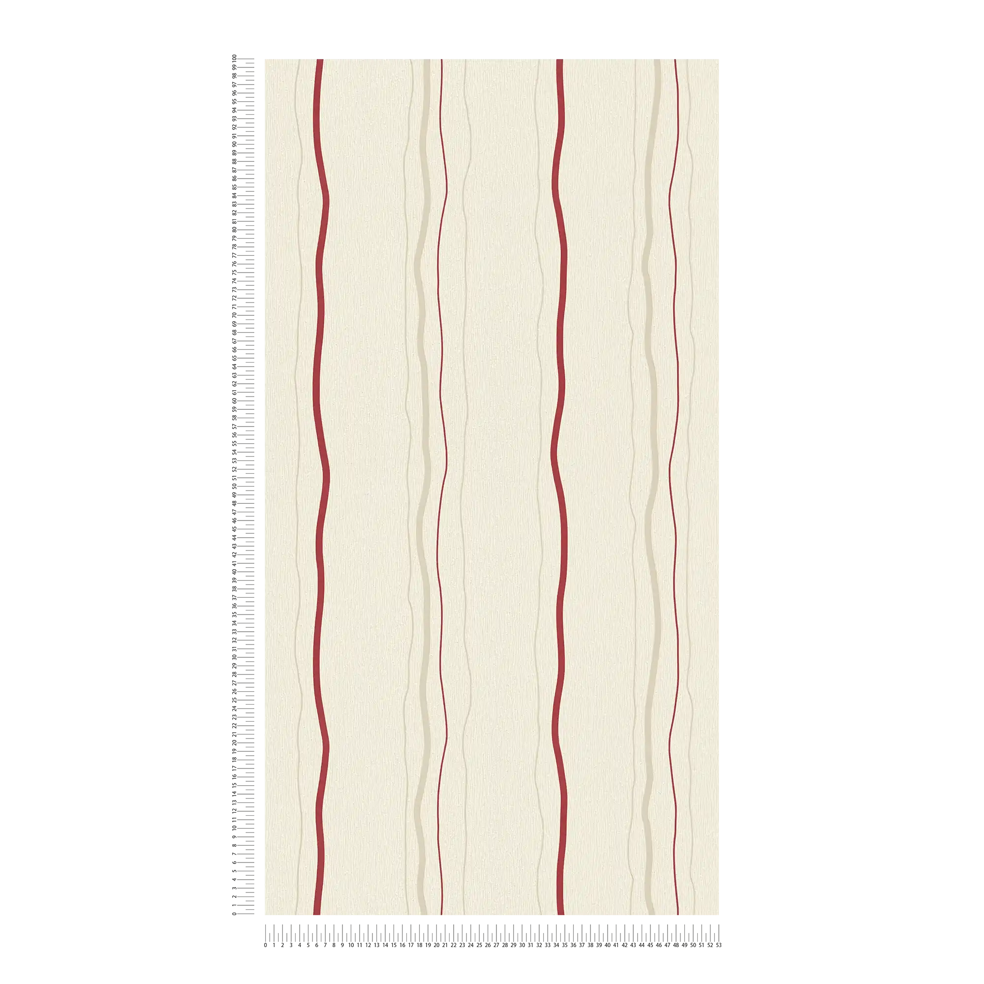 Tapete mit Linienmuster vertikal gestreift – Creme, Rot, Beige