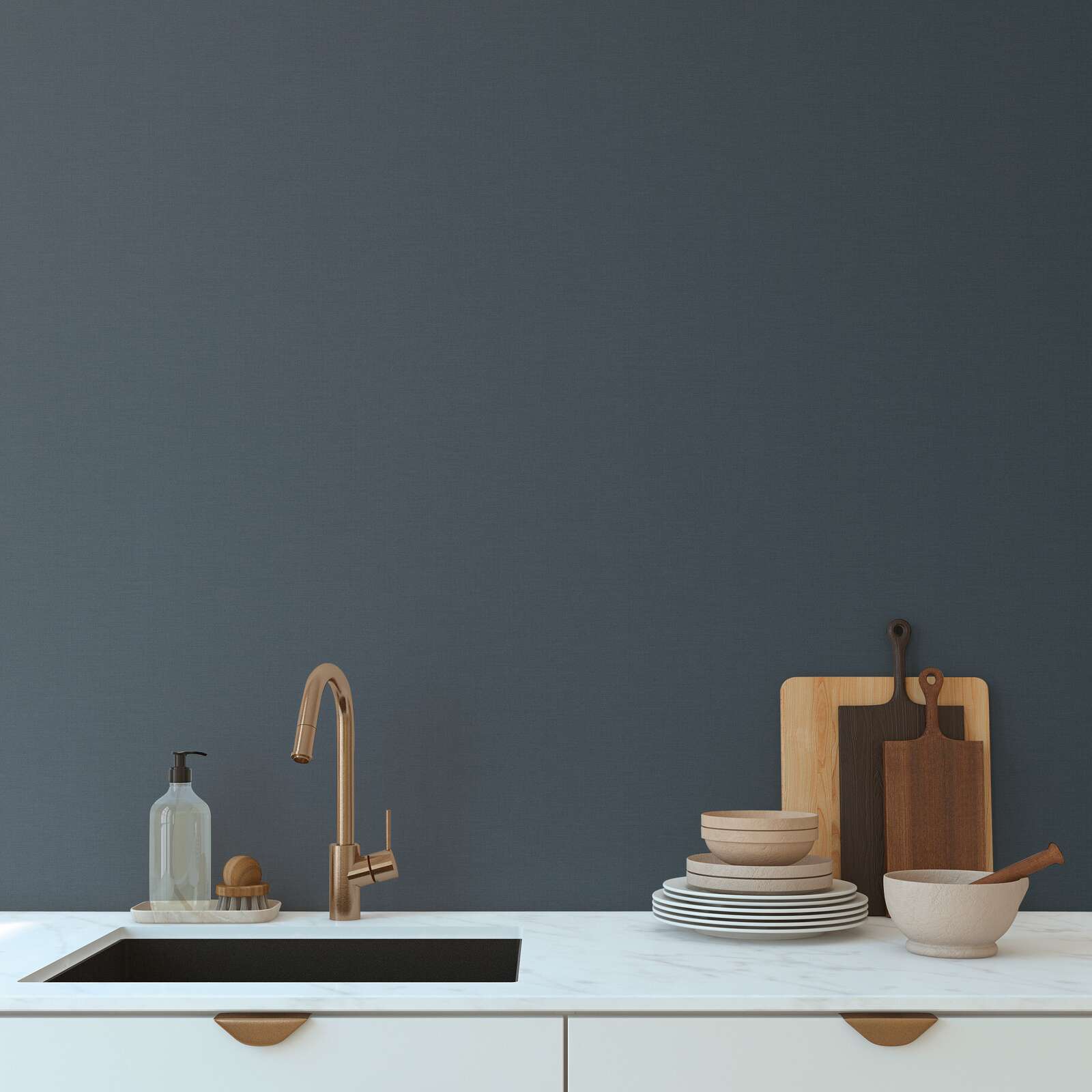 kitchen, sink, stone, worktop, dishes