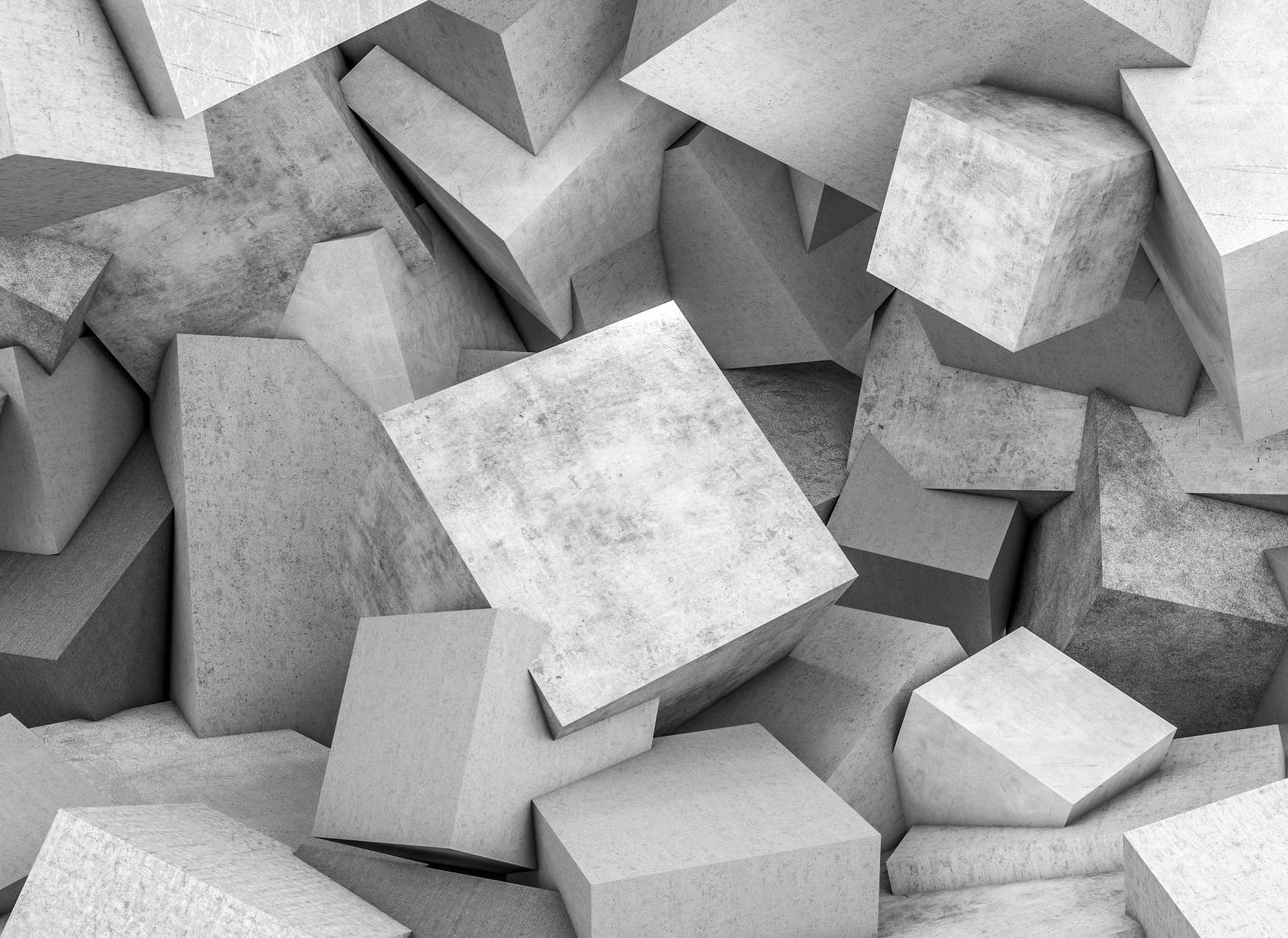             Betonblöcke mit 3D-Optik Fototapete – Grau
        