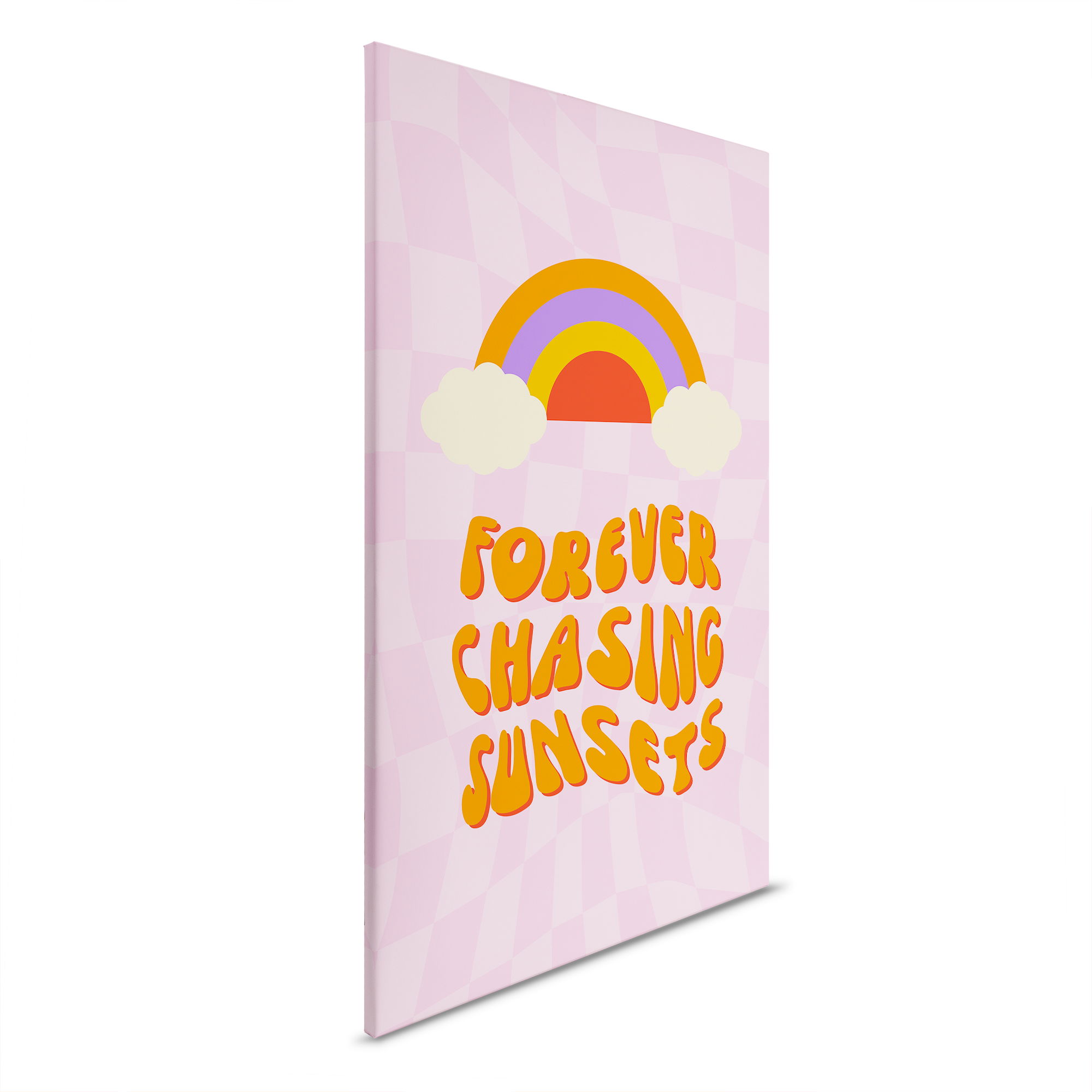         Chasing Sunsets - Toile avec motif arc-en-ciel - 30 x 45 cm - Rose, Pink
    