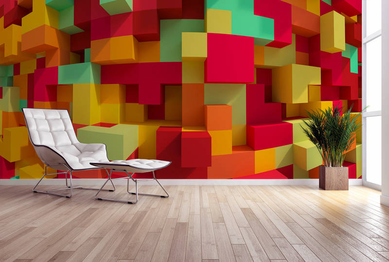 Wandtattoo, Wandbild, 3D-Wanddekoration, geometrische Muster, Kubenwand