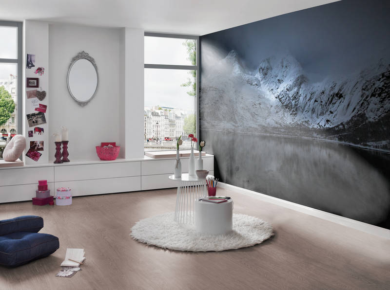 Kunstleder?, Wandbild, Schneelandschaft, Wohnzimmer, Runder Teppich