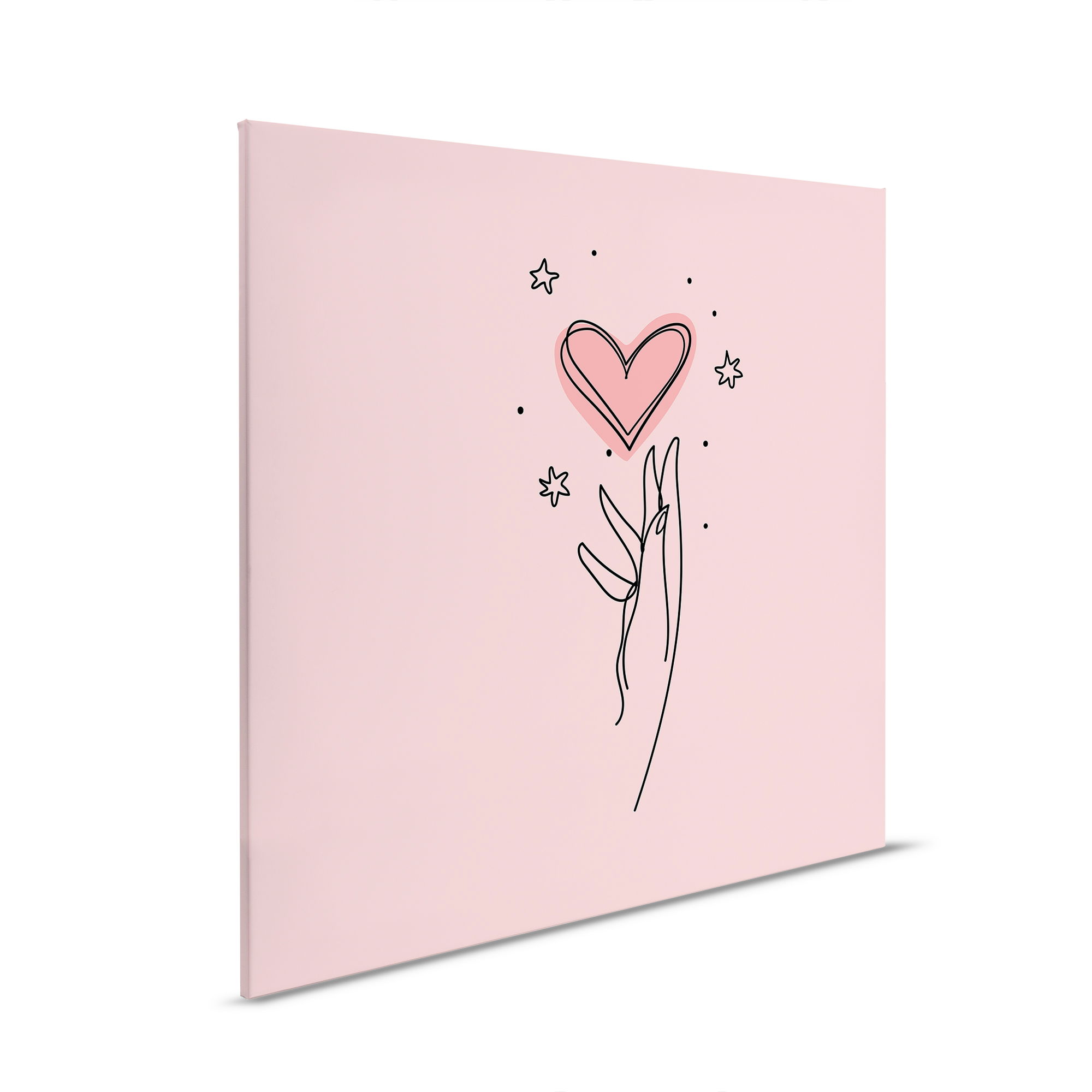         Tedere liefde - Minimalistische hartillustratie op canvas - 30 x 30 cm - Roze, Zwart
    