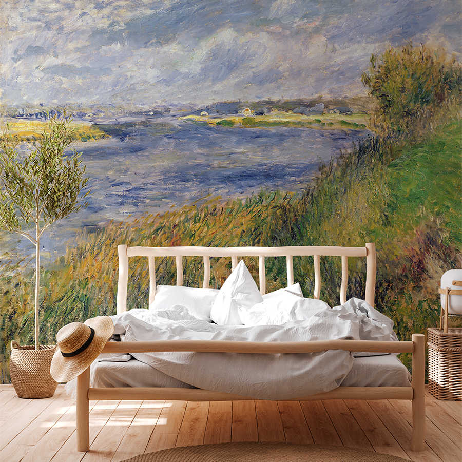 Seeblick, Wandtapete, Kunstmotiv, Küchen-/Wohntextilien, Bettgestell aus Holz