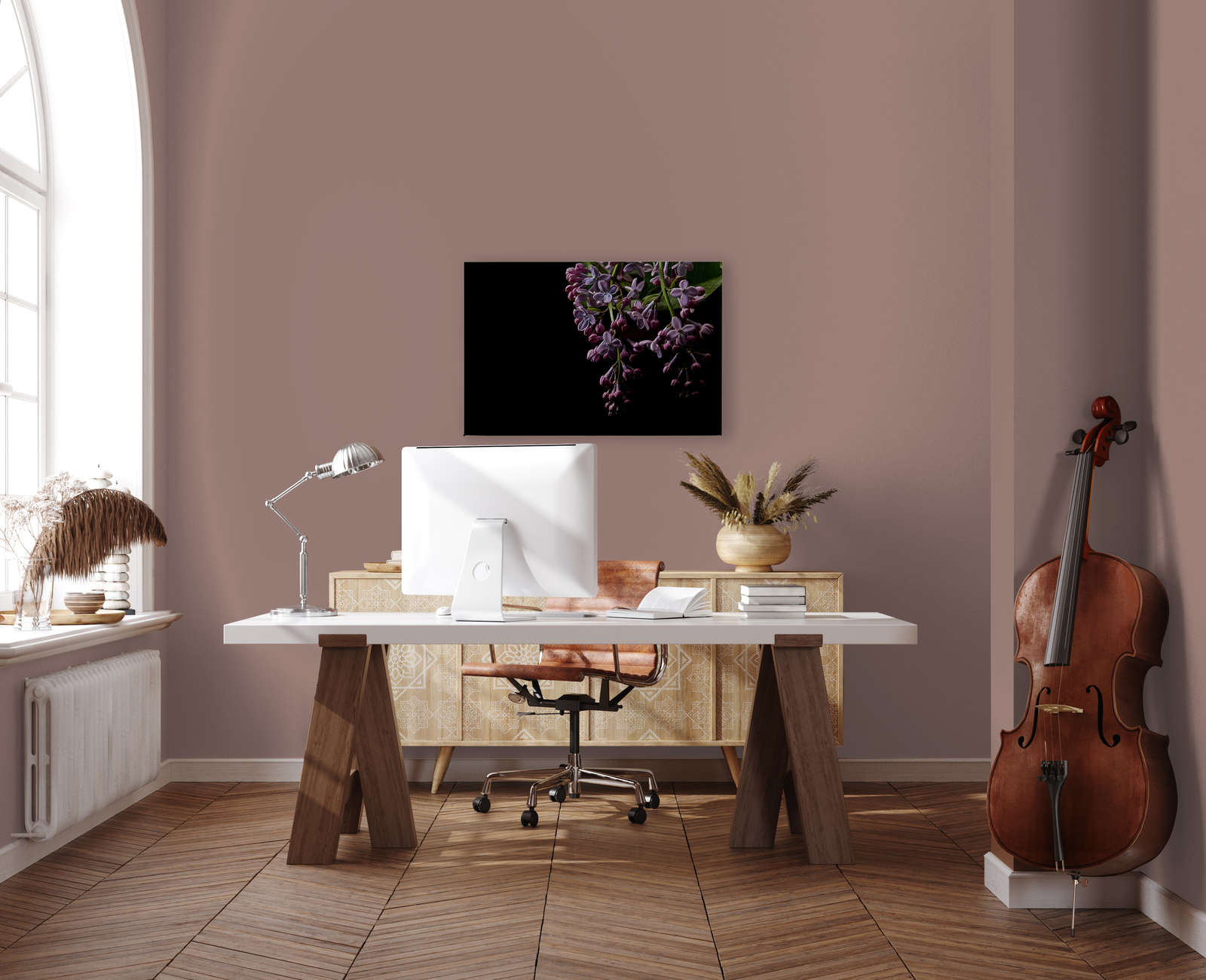             Leinwandbild Blüten auf schwarzen Hintergrund Close-Up – 0,90 m x 0,60 m
        