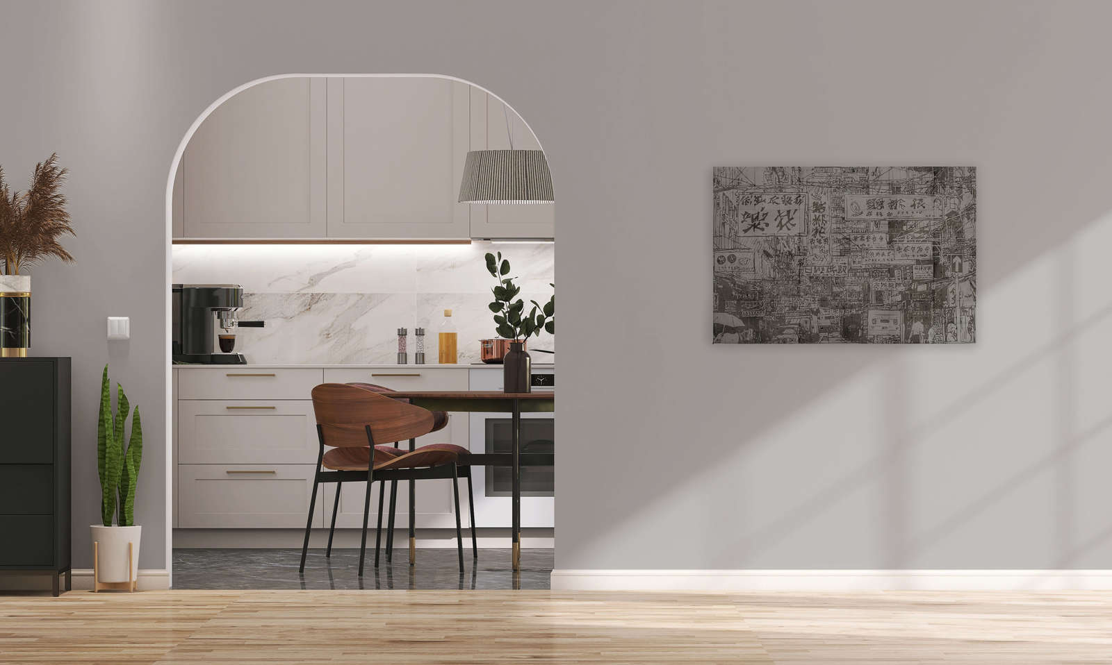             Downtown 1- Leinwandbild mit China Optik in Beton Struktur – 0,90 m x 0,60 m
        