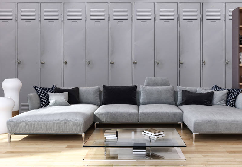 grauer sofa, lounge sofa, eckcouchtisch, glattstoff, pufferelemente