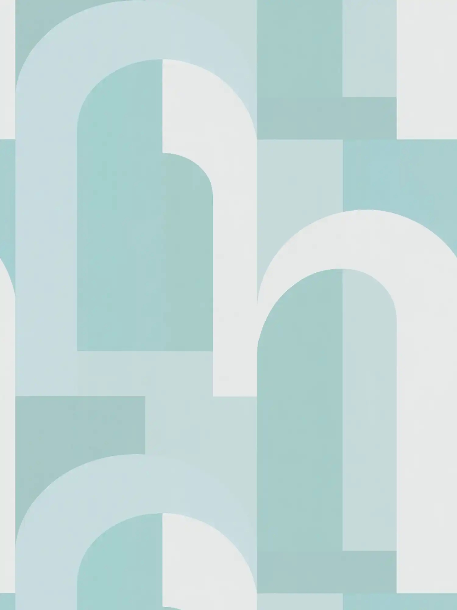         Grafiktapete mit Bogenmuster – Türkis, Weiß
    