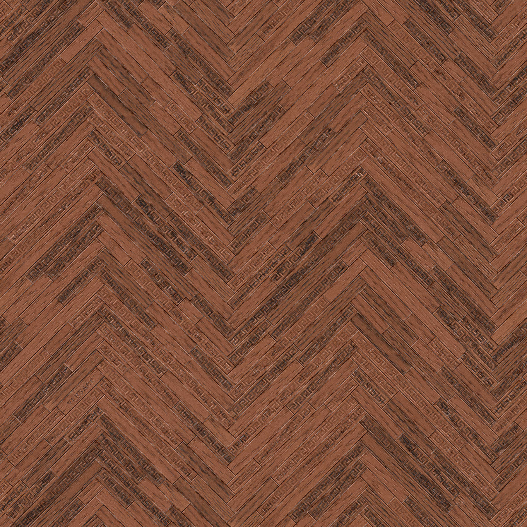         VERSACE Home wallpaper elegant wood look - brown, copper, red
    
